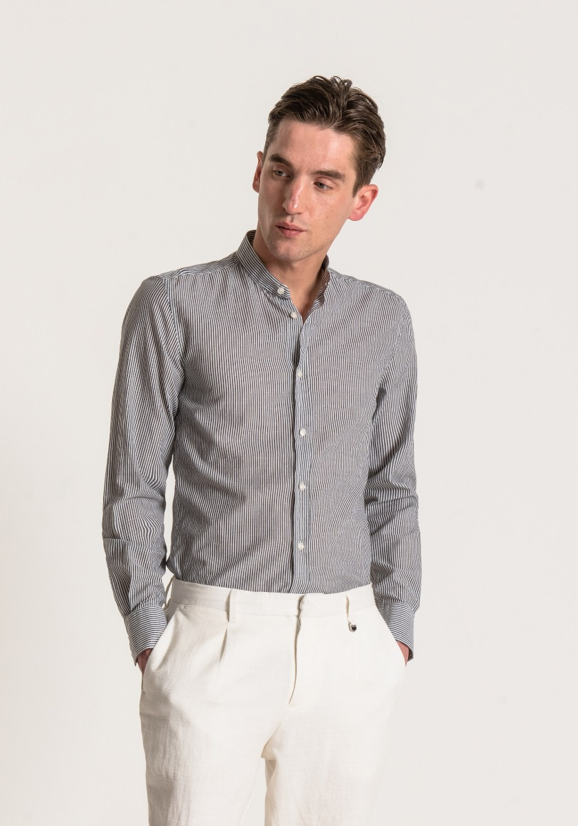 CAMISA SLIM FIT DE POPELINA DE ALGODÓN EFECTO NEPS - Antony Morato Online Shop