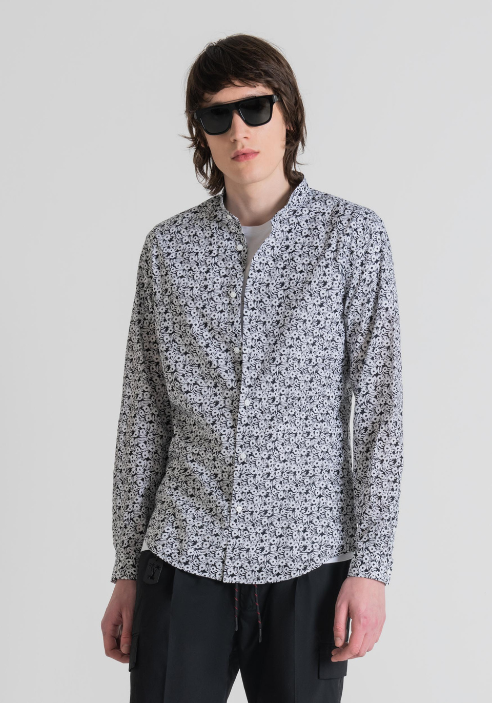 CAMISA SLIM FIT «SEOUL» DE PURO ALGODÓN CON MICROESTAMPADO FLORAL - Antony Morato Online Shop
