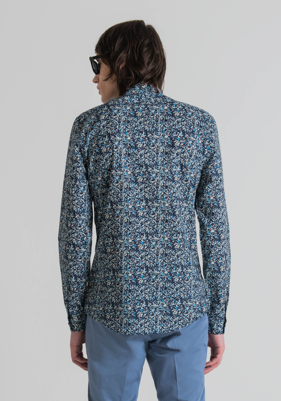"SEUL" SLIM-FIT SHIRT IN SOFT-TOUCH COTTON WITH MICROPATTERN - Antony Morato Online Shop