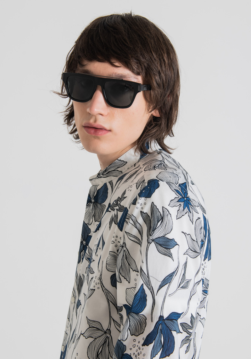 “MADRID” STRAIGHT-FIT SHIRT IN PURE COTTON WITH FLORAL PRINT - Antony Morato Online Shop