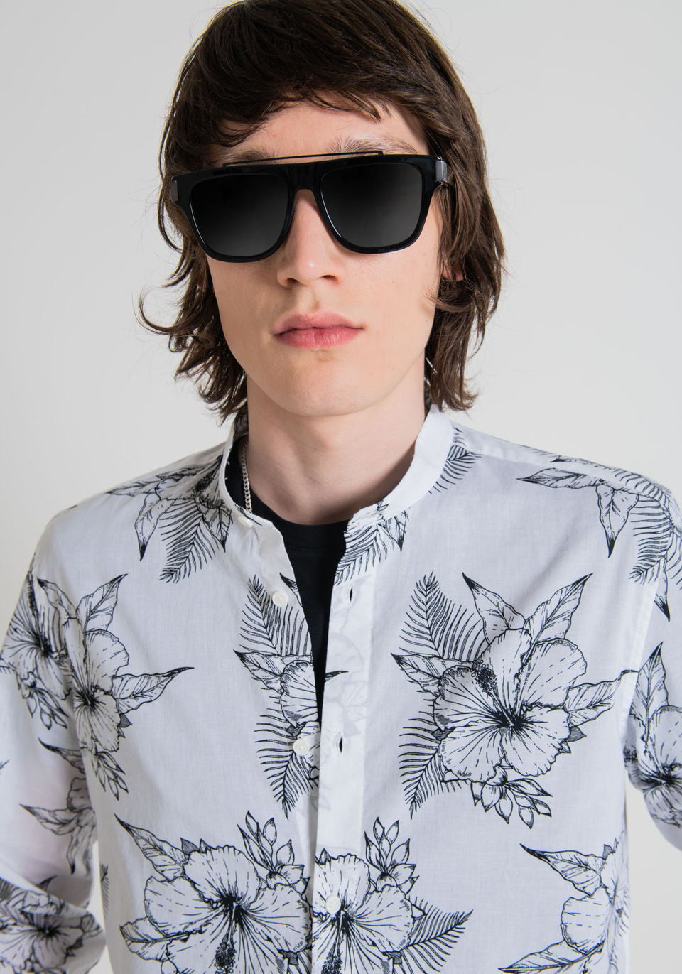 "MADRID" STRAIGHT-FIT SHIRT IN PURE SOFT-TOUCH COTTON WITH PRINT - Antony Morato Online Shop