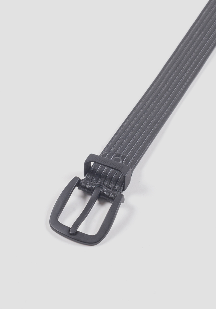 STRIPED-EFFECT LEATHER BELT WITH BUCKLE - Antony Morato Online Shop