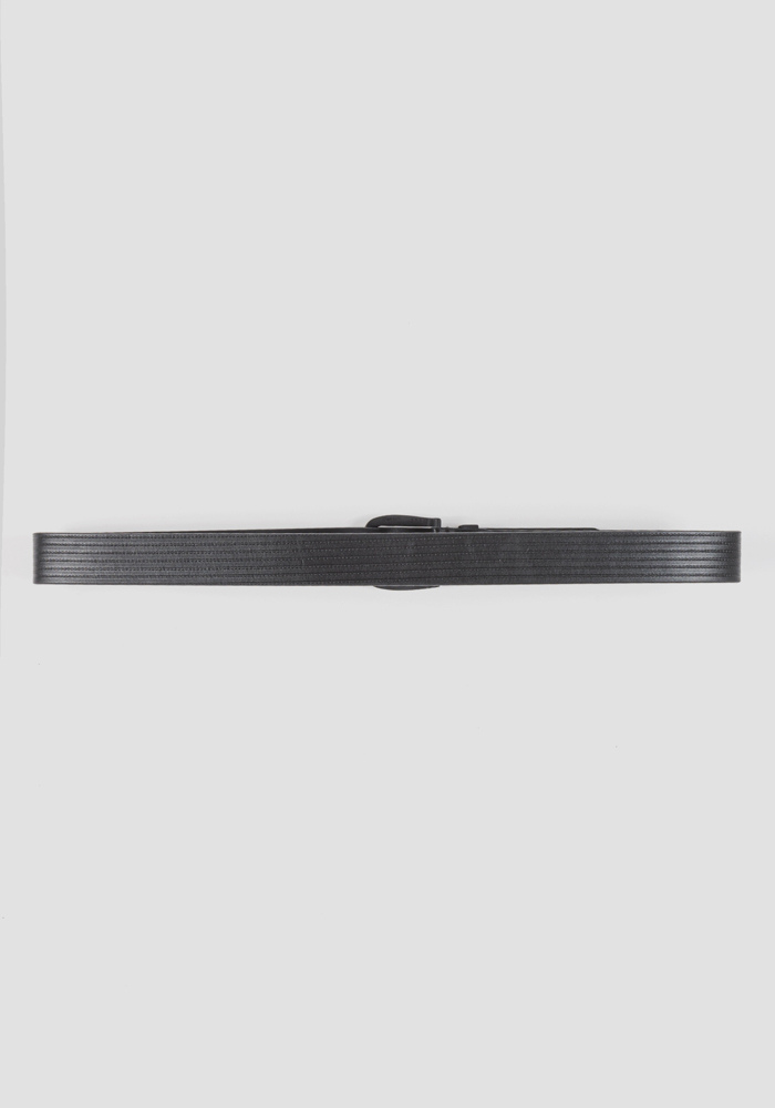 STRIPED-EFFECT LEATHER BELT WITH BUCKLE - Antony Morato Online Shop