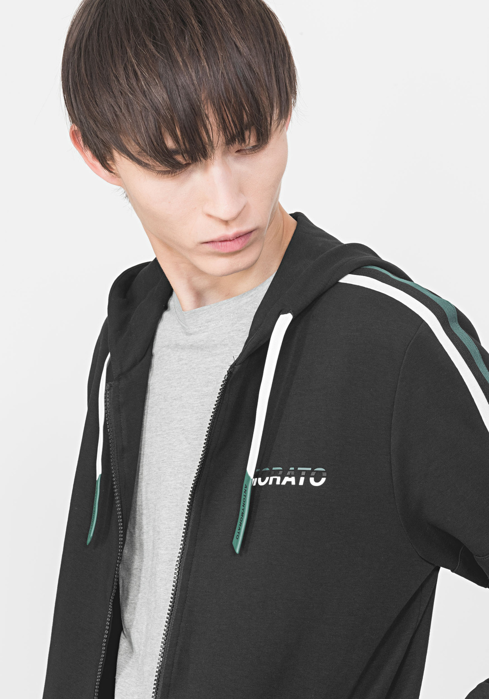 SWEATSHIRT AUS BAUMWOLLJERSEY MIT ZWEIFARBIGEM STREIFEN AN DEN SCHULTERN - Antony Morato Online Shop