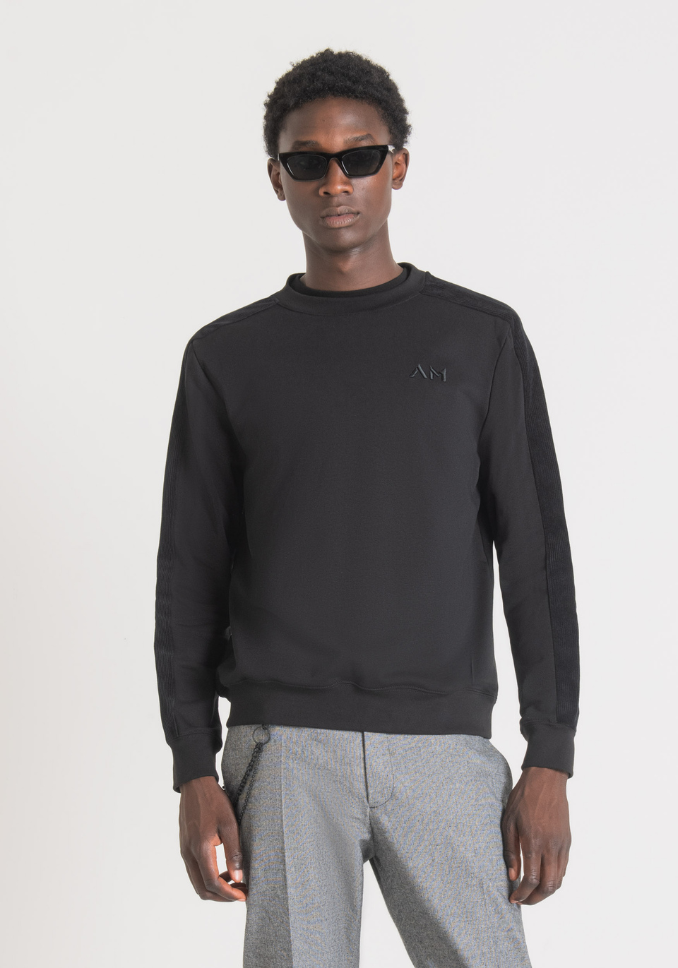 REGULAR FIT SWEATSHIRT IN SOFT COTTON BLEND FABRIC WITH EMBROIDERED LOGO - Antony Morato Online Shop