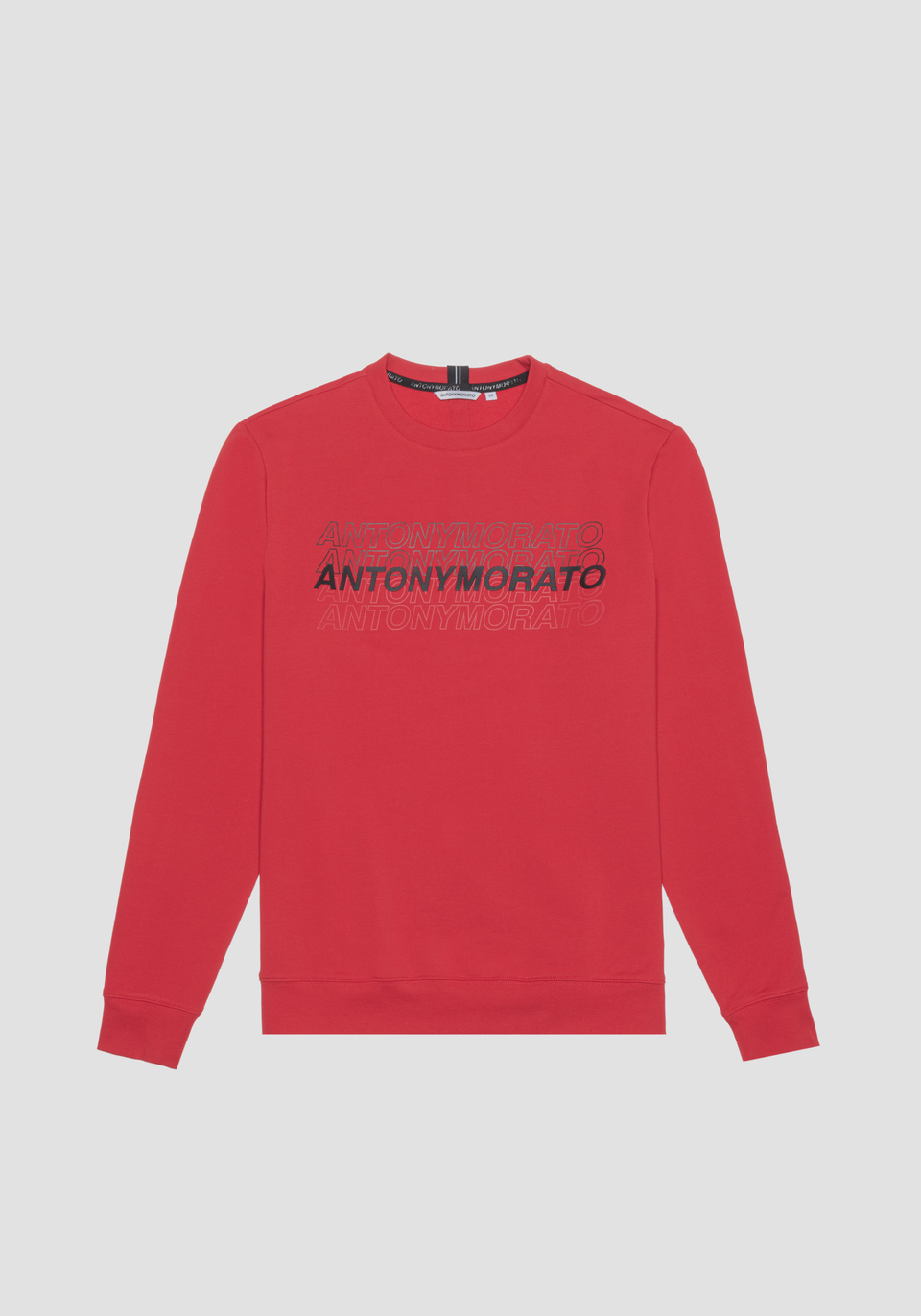 SLIM FIT SWEATSHIRT IN SOFT STRETCH COTTON WITH CONTRASTING RUBBERISED LOGO PRINT - Antony Morato Online Shop