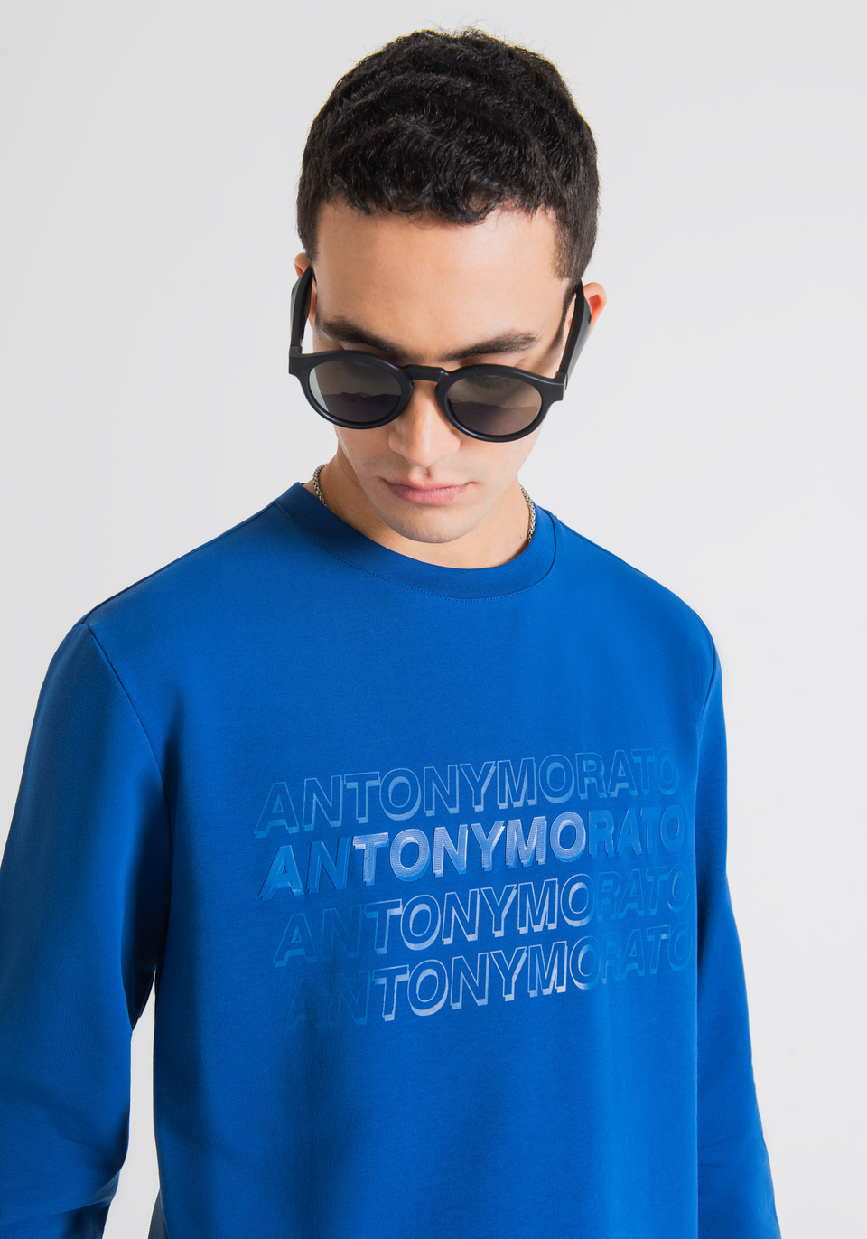 SLIM FIT HOODIE IN STRETCH COTTON WITH FRONT LOGO - Antony Morato Online Shop