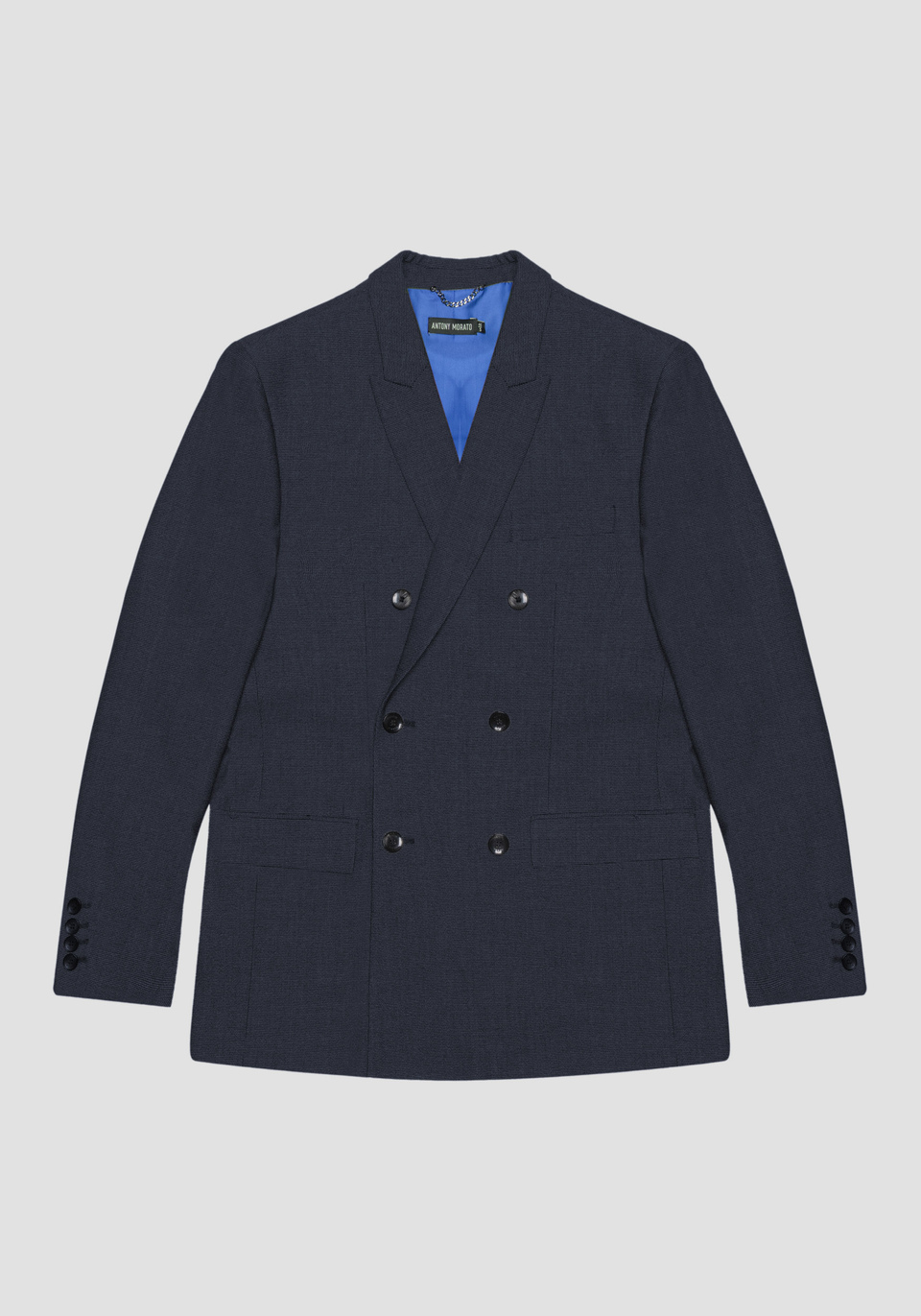 "ROGER" REGULAR-FIT DOUBLE-BREASTED JACKET IN STRETCH VISCOSE BLEND DOBBY FABRIC - Antony Morato Online Shop