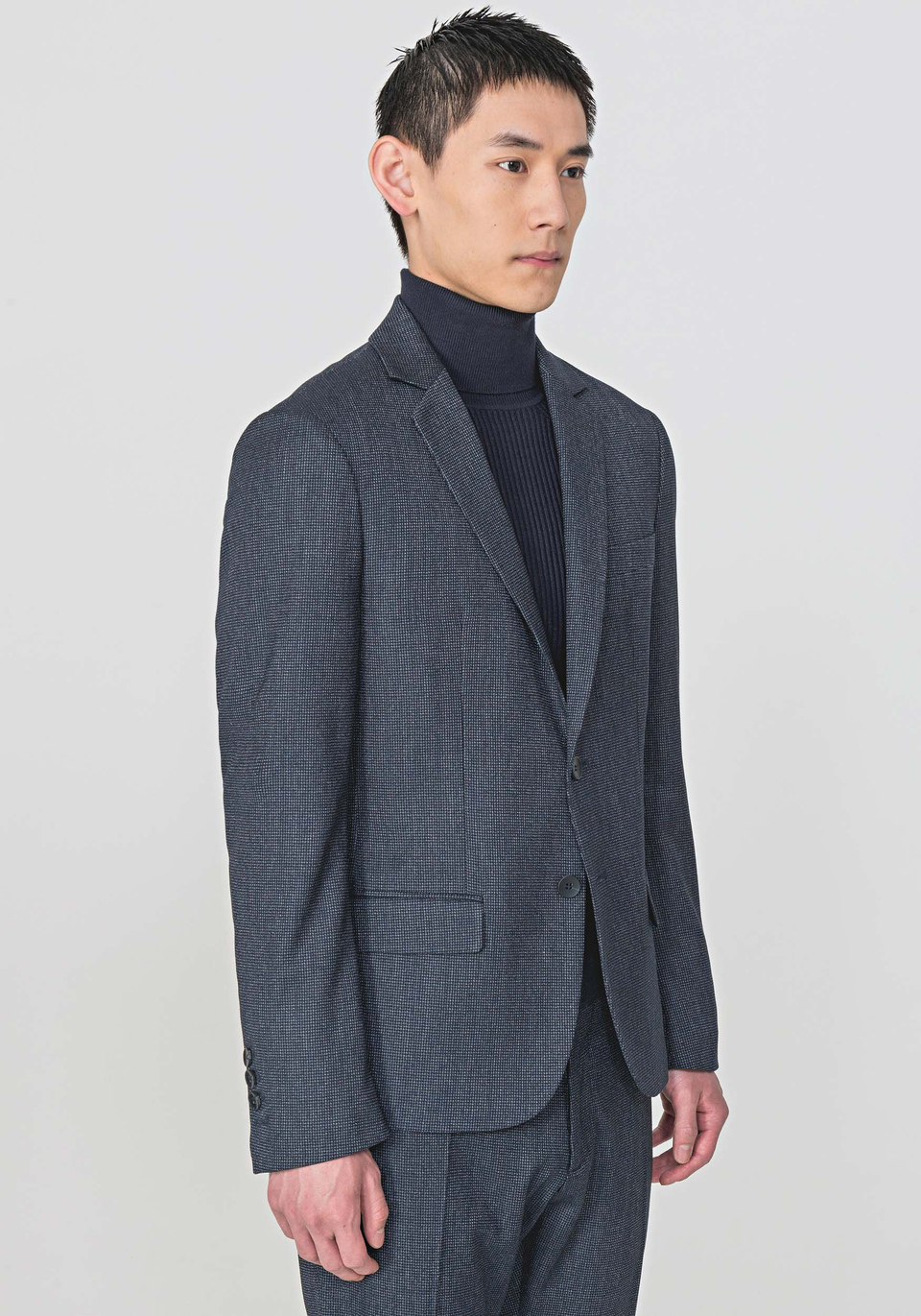 SLIM-FIT “BONNIE” JACKET MADE FROM A MICRO-PATTERNED STRETCHY FABRIC - Antony Morato Online Shop