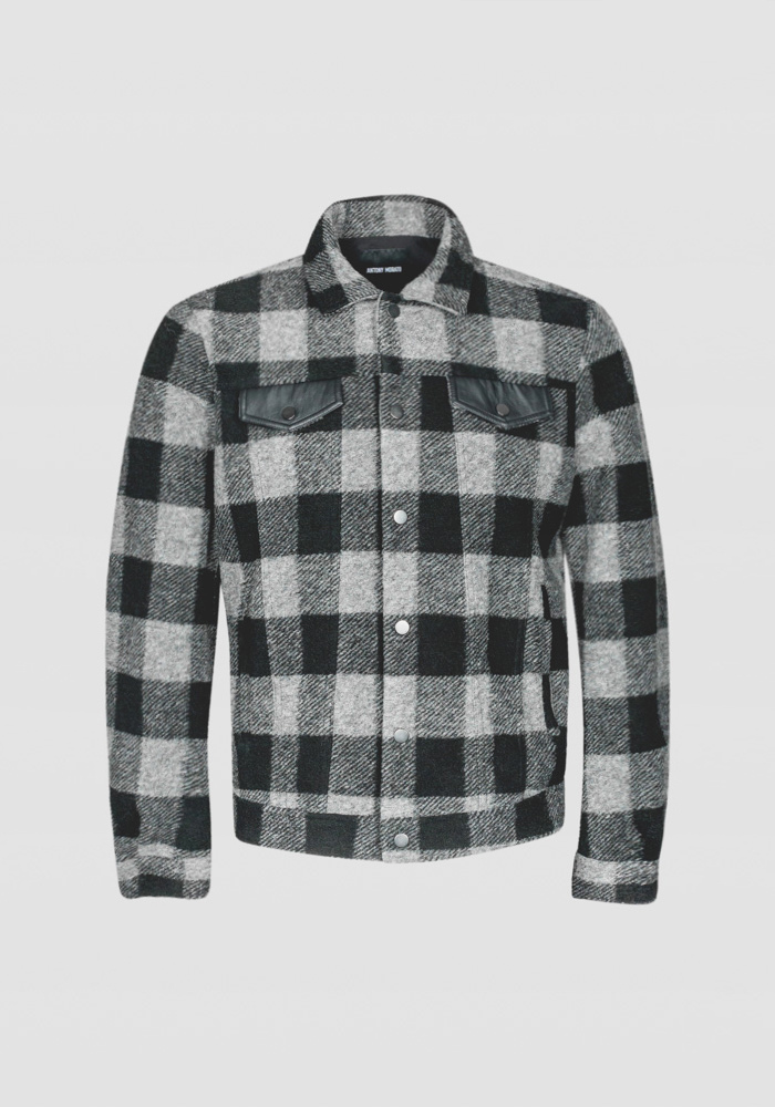 JACKET IN A WARM WOOL BLEND WITH LEATHERETTE FLAPS ON THE POCKETS - Antony Morato Online Shop