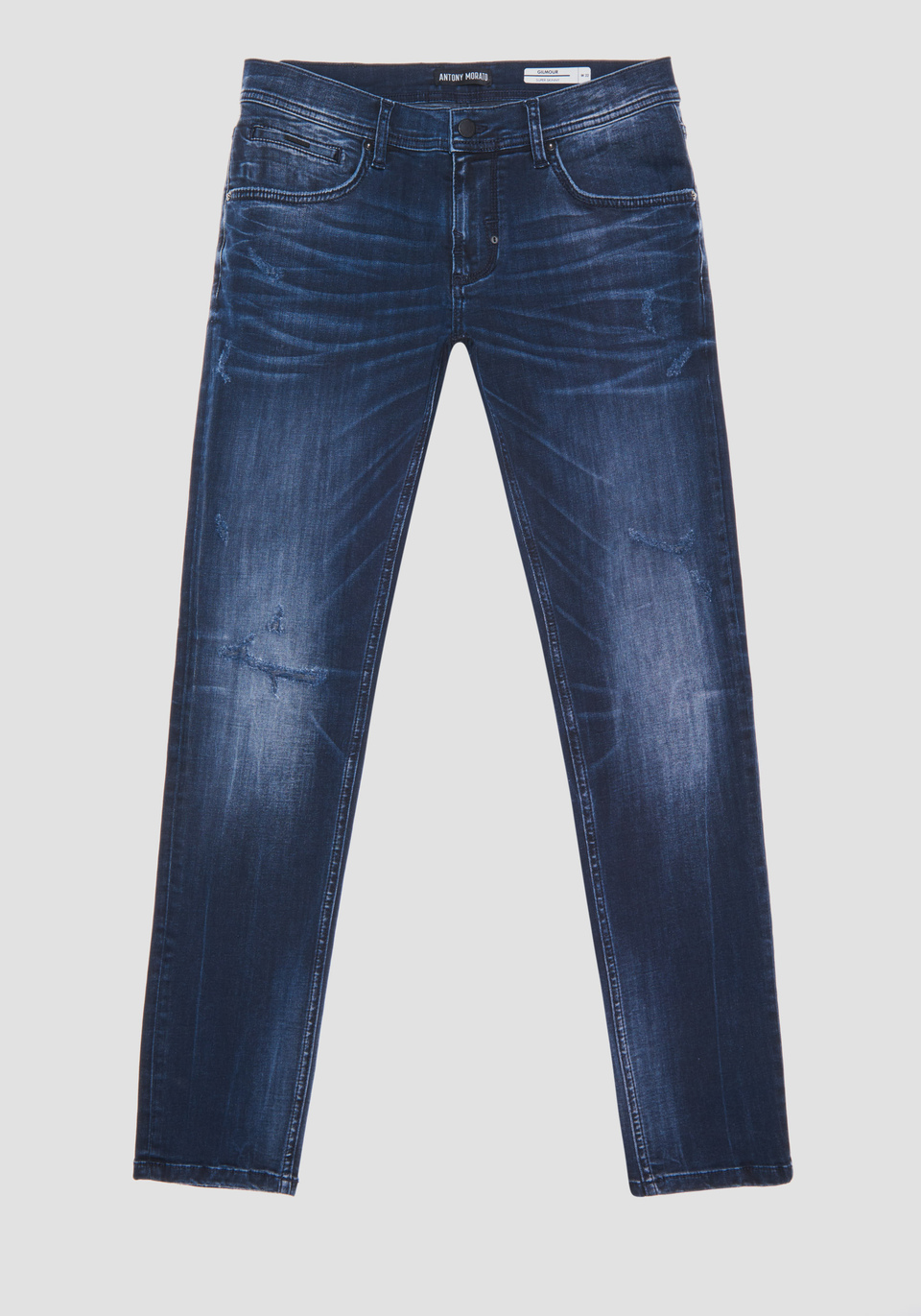 "GILMOUR" SUPER SKINNY FIT JEANS IN STRETCH DENIM BLEND WITH DARK BLEACHED EFFECT WASH - Antony Morato Online Shop