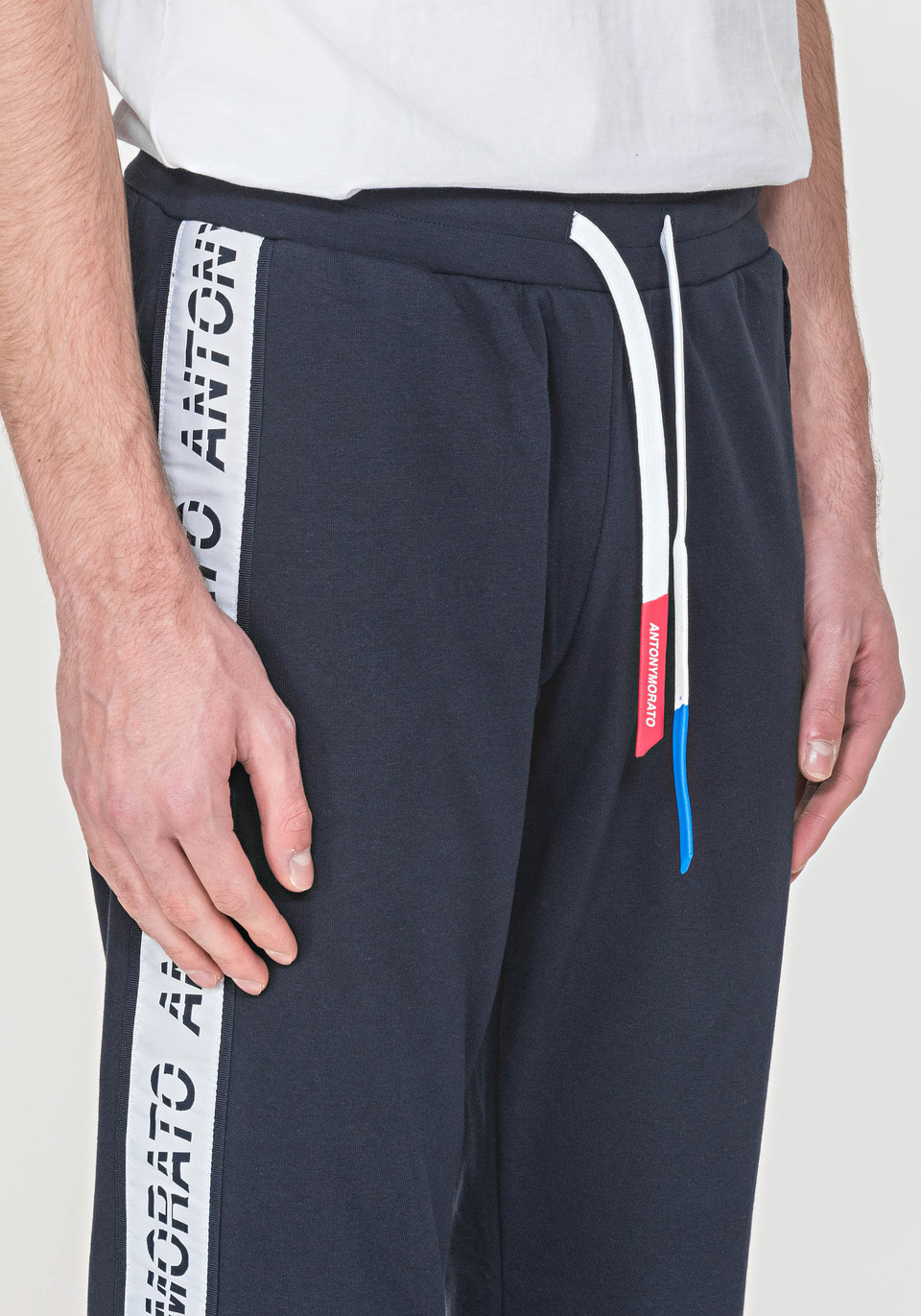 JOGGERS IN JERSEY FLEECE WITH LOGOED BAND DETAILING - Antony Morato Online Shop
