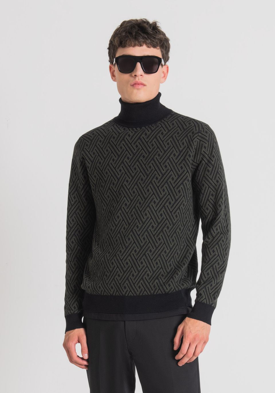 REGULAR FIT SWEATER IN PURE COTTON WITH GEOMETRIC PATTERN Antony
