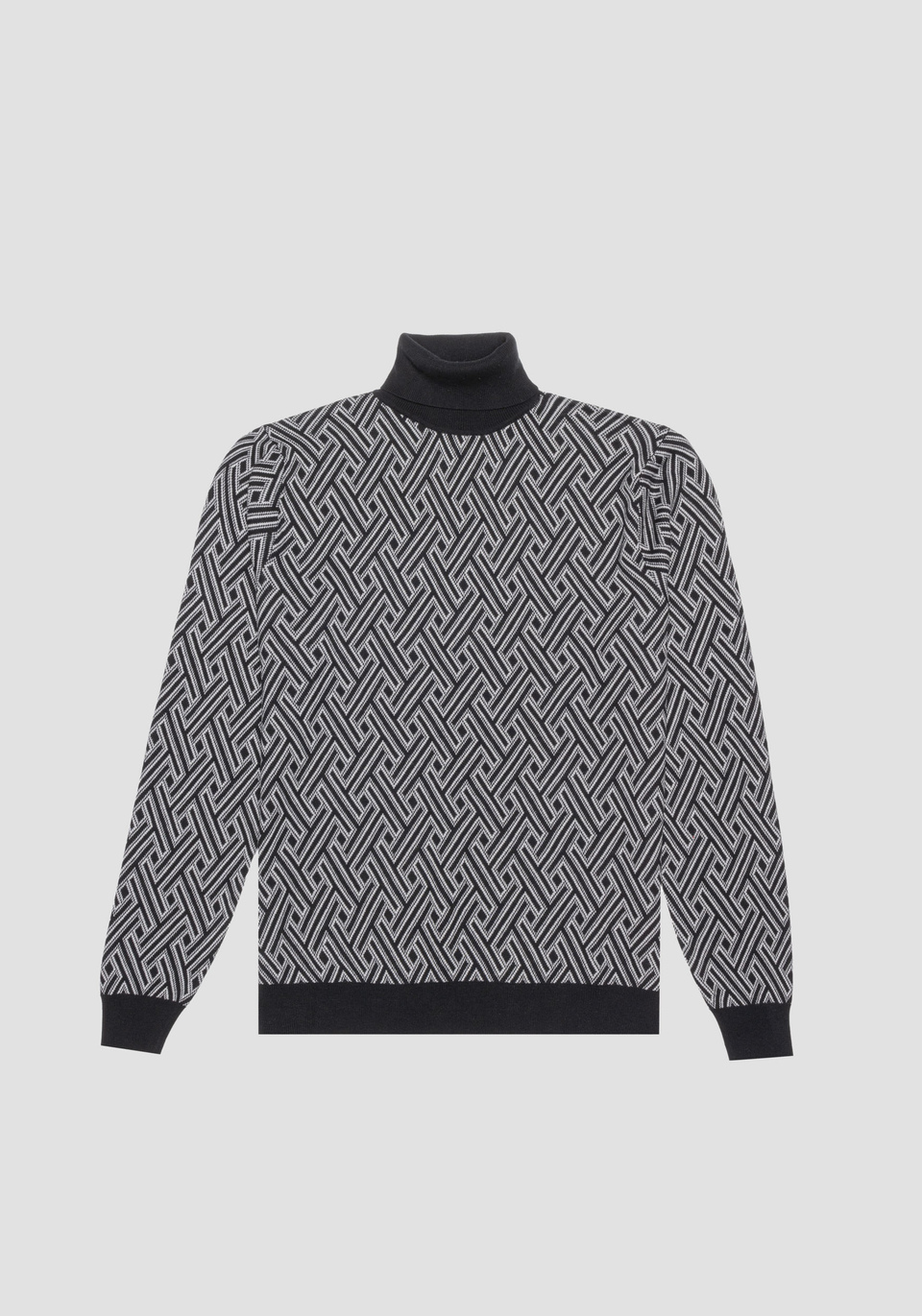 REGULAR FIT SWEATER IN PURE COTTON WITH GEOMETRIC PATTERN - Antony Morato Online Shop