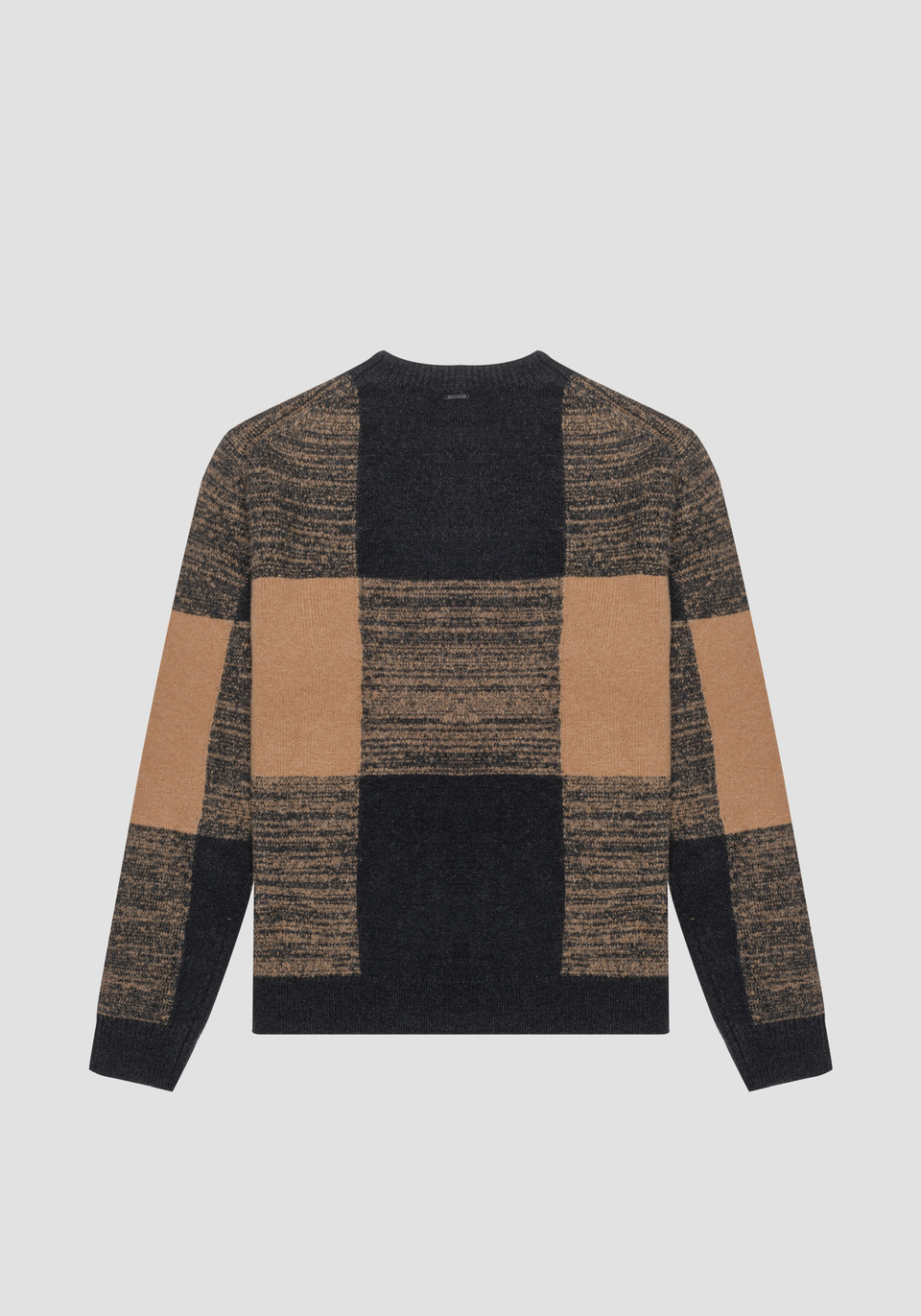 REGULAR FIT SWEATER IN MOHAIR BLEND YARN WITH JACQUARD 	CHECK PATTERN - Antony Morato Online Shop