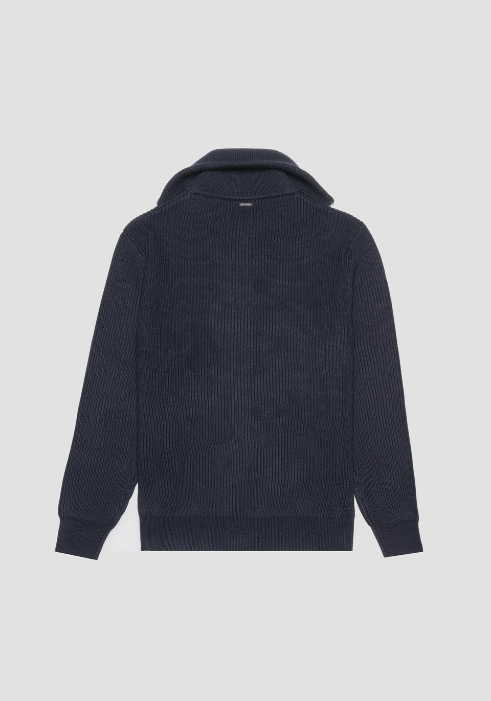 REGULAR FIT SWEATSHIRT WITH ZIP IN WOOL BLEND YARN WITH ALL-OVER ENGLISH RIB - Antony Morato Online Shop