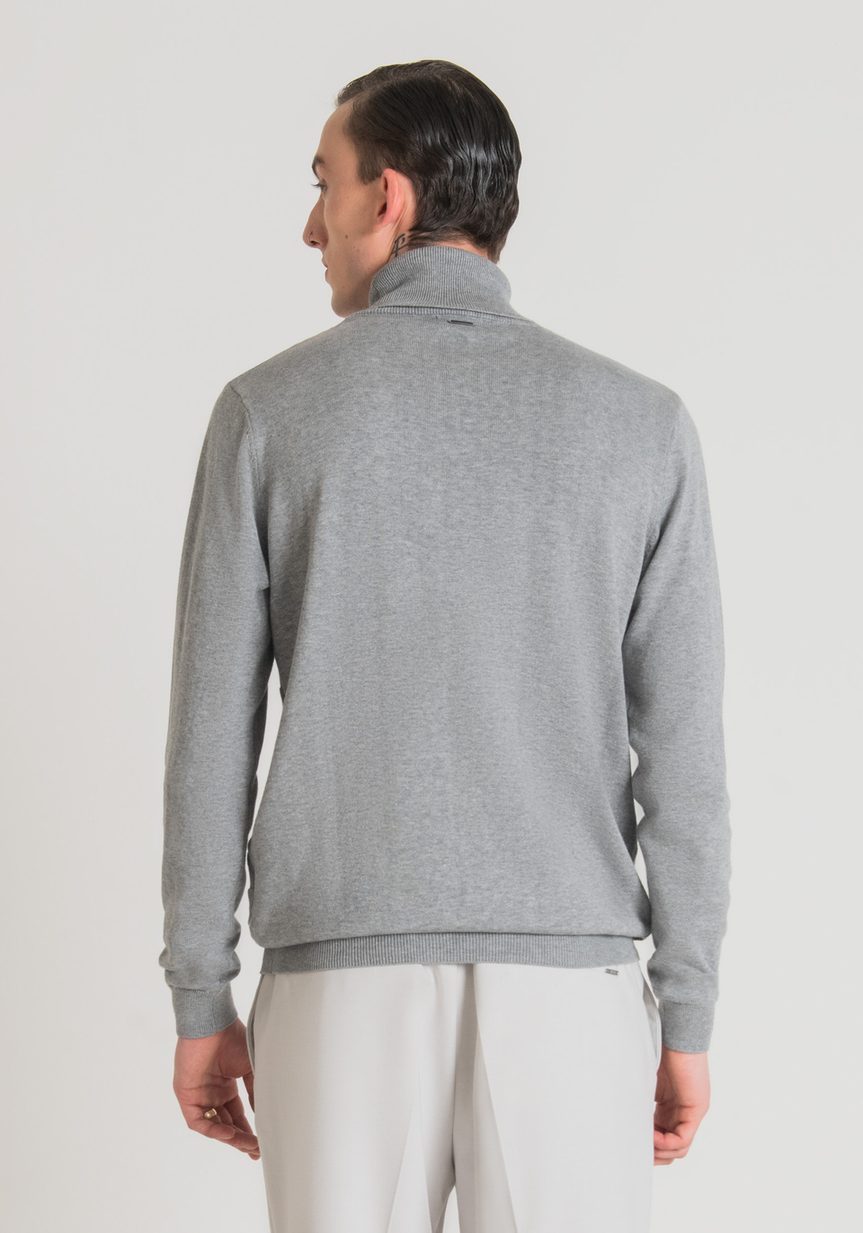 REGULAR FIT SWEATER IN WOOL BLEND COTTON YARN WITH 3D JACQUARD PATTERN - Antony Morato Online Shop
