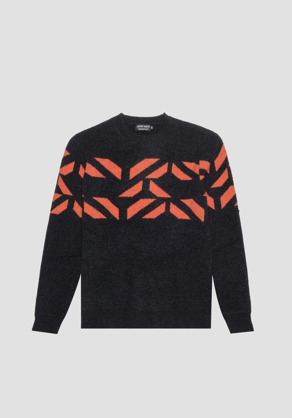 REGULAR FIT SWEATER IN MOHAIR BLEND YARN WITH JACQUARD PATTERN - Antony Morato Online Shop