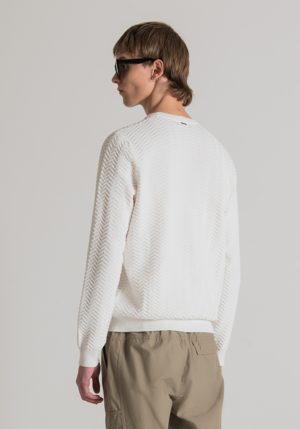 SLIM-FIT SWEATER IN COTTON YARN WITH JACQUARD PATTERN - Antony Morato Online Shop