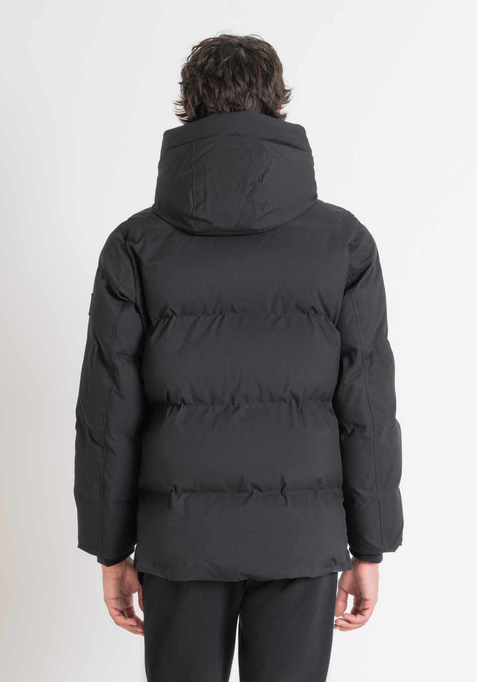 Antony Morato Regular Fit Down Jacket in Black Technical Fabric and Synthetic Padding