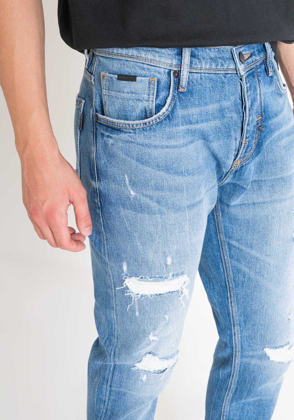 JEANS SLIM FIT "ARGON" ANKLE LENGTH IN DENIM CONFORTEVOLE - Antony Morato Online Shop