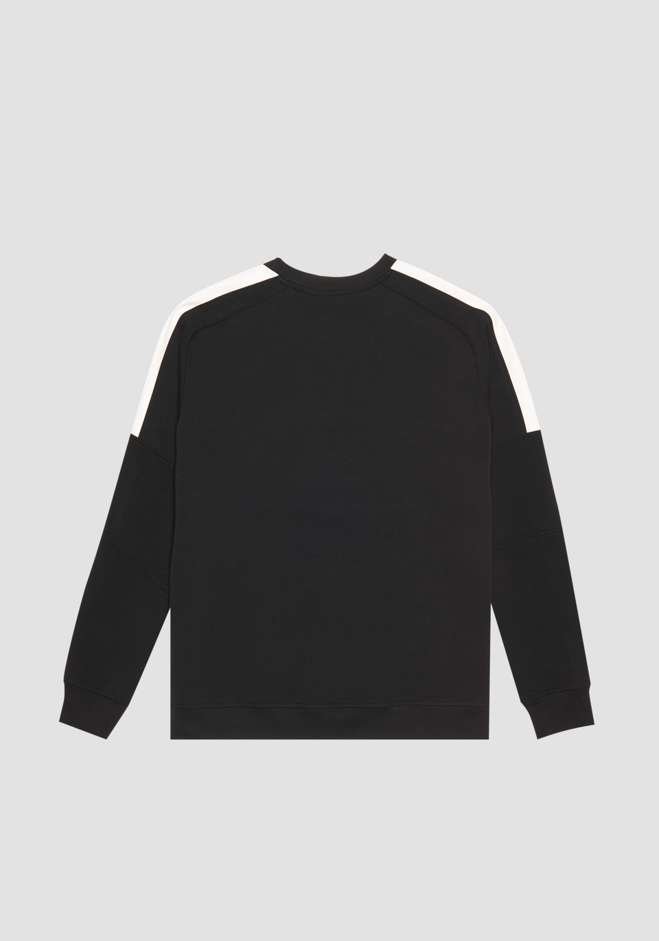 RELAXED FIT SWEATSHIRT IN COTTON BLEND WITH FAUX LEATHER CONTRAST AND RUBBER PRINT - Antony Morato Online Shop