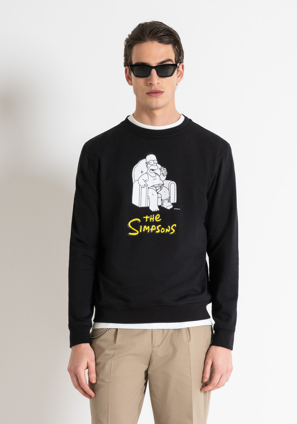 REGULAR FIT SUSTAINABLE COTTON-POLYESTER BLEND SWEATSHIRT WITH MATT PLASTIC AND RUBBER PRINT - Antony Morato Online Shop
