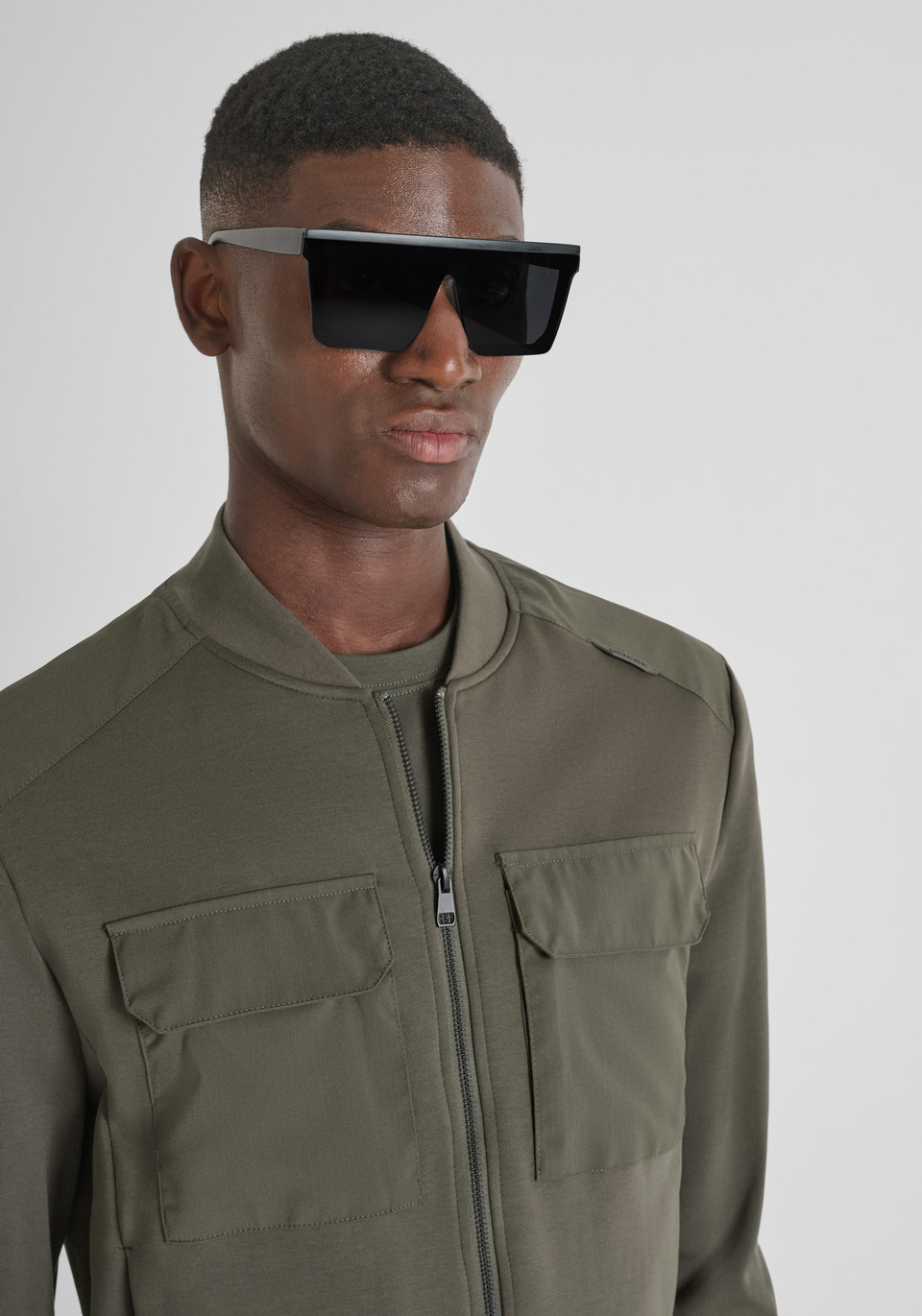 SUDADERA CON CREMALLERA SLIM FIT EN MEZCLA ALGODÓN CON BOLSILLOS - Antony Morato Online Shop