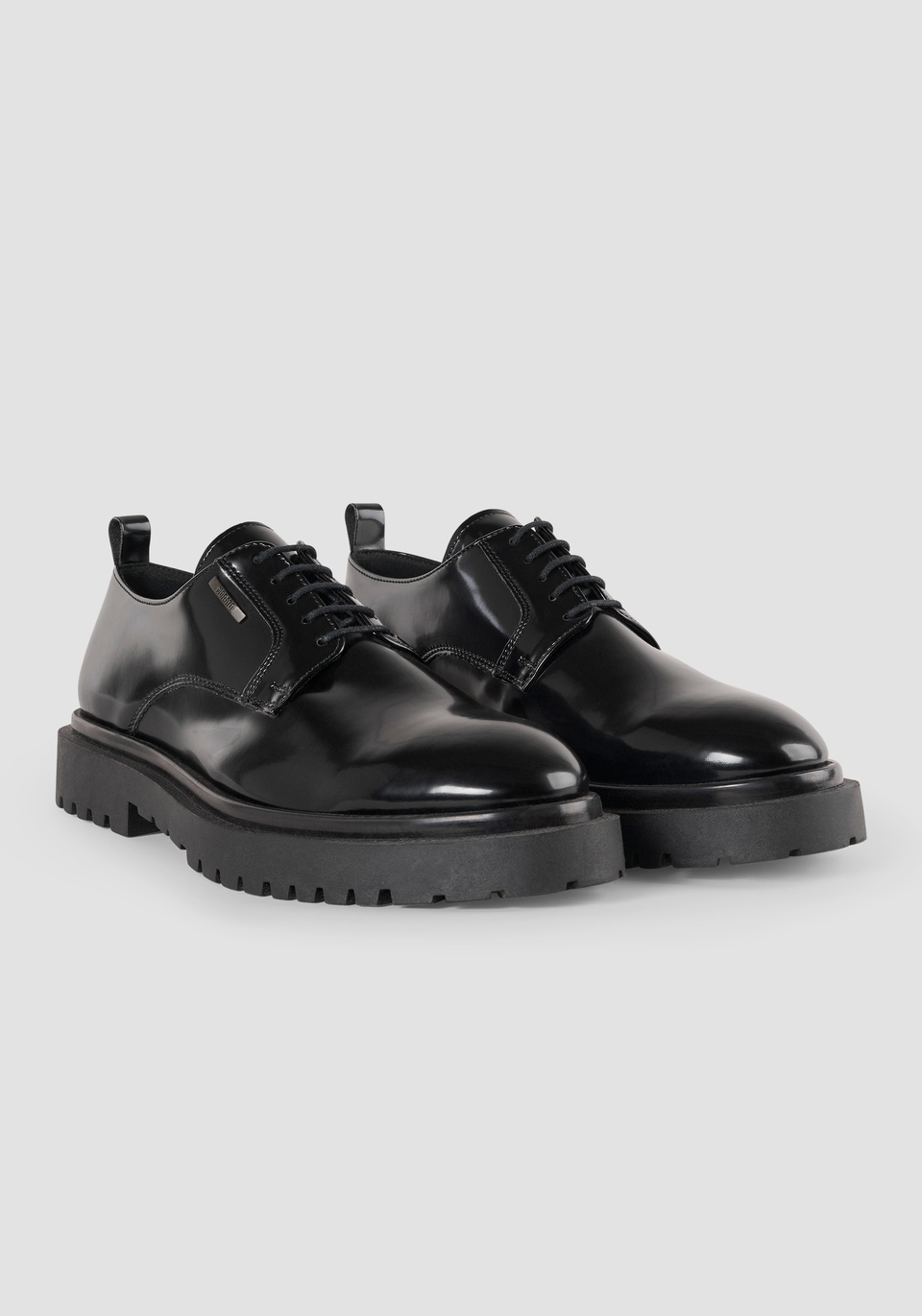 synthetic leather dress shoes Seven 26 Black Patent Faux Leather Lace Up Oxford Dress Shoes Shiny Size 9.5
