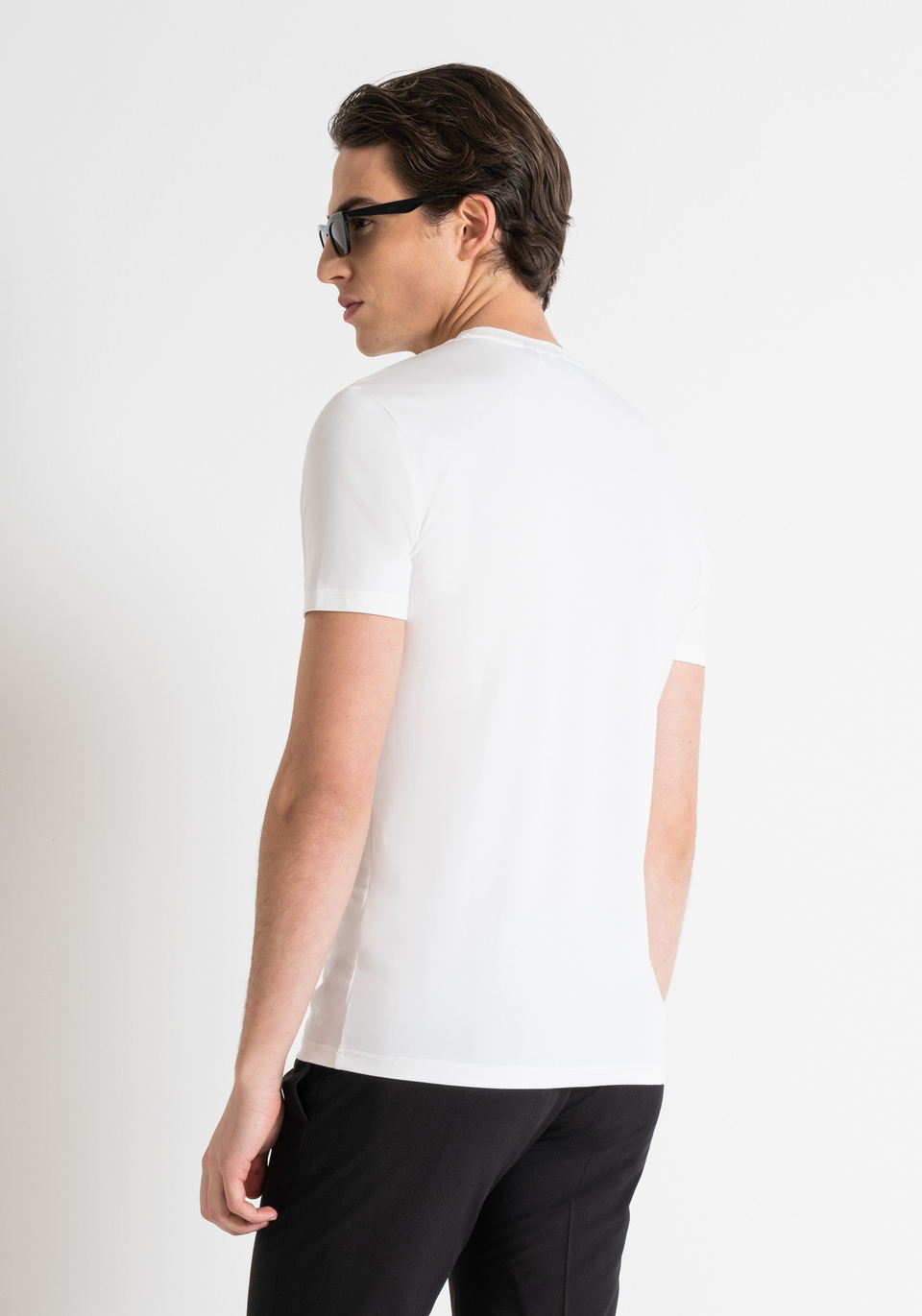 SUPER SLIM FIT T-SHIRT IN STRETCH COTTON WITH LOGO PRINT - Antony Morato Online Shop
