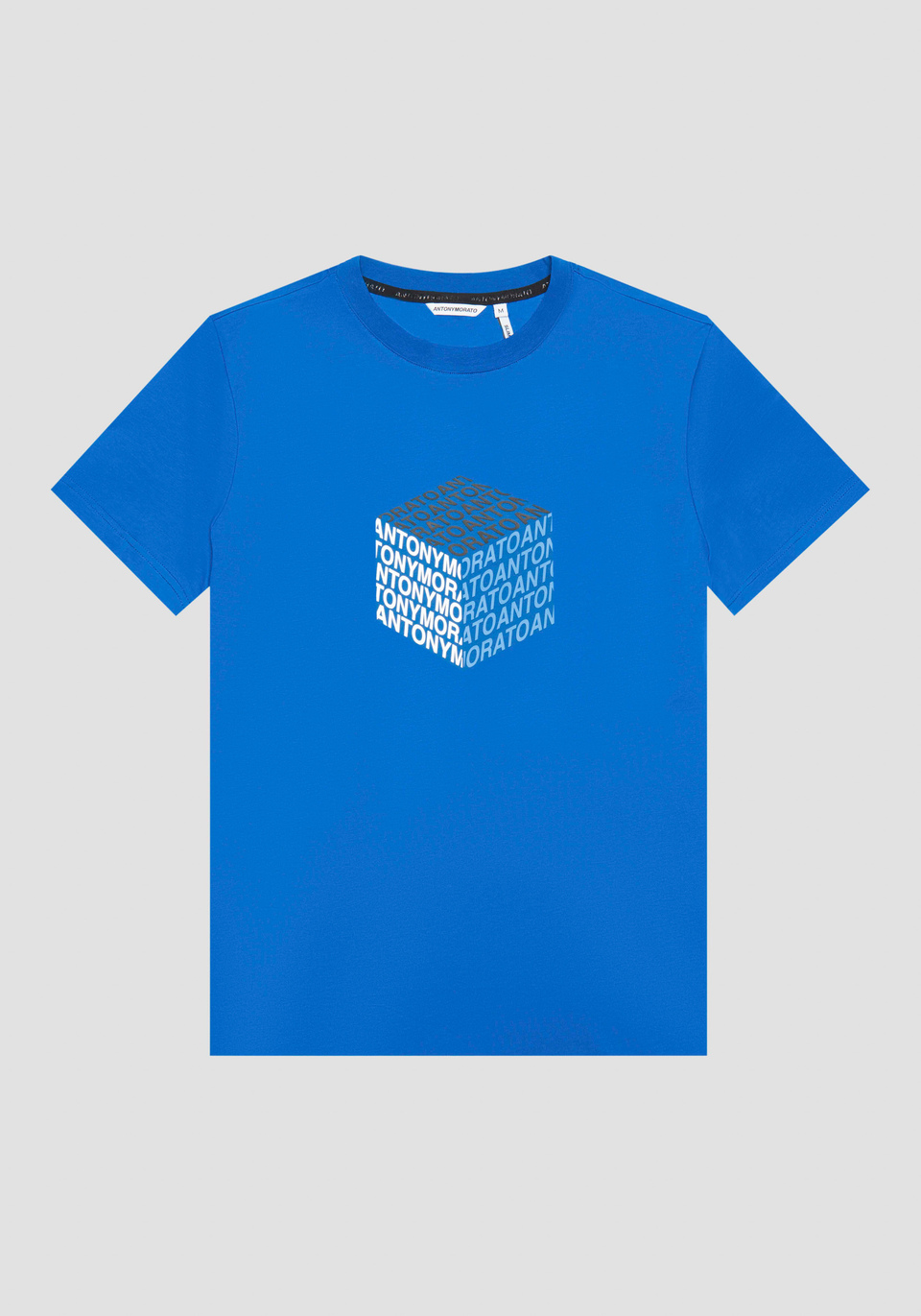 REGULAR FIT T-SHIRT IN COTTON WITH CUBE LOGO PRINT AND INJECTION MOLDED RUBBER PRINT - Antony Morato Online Shop