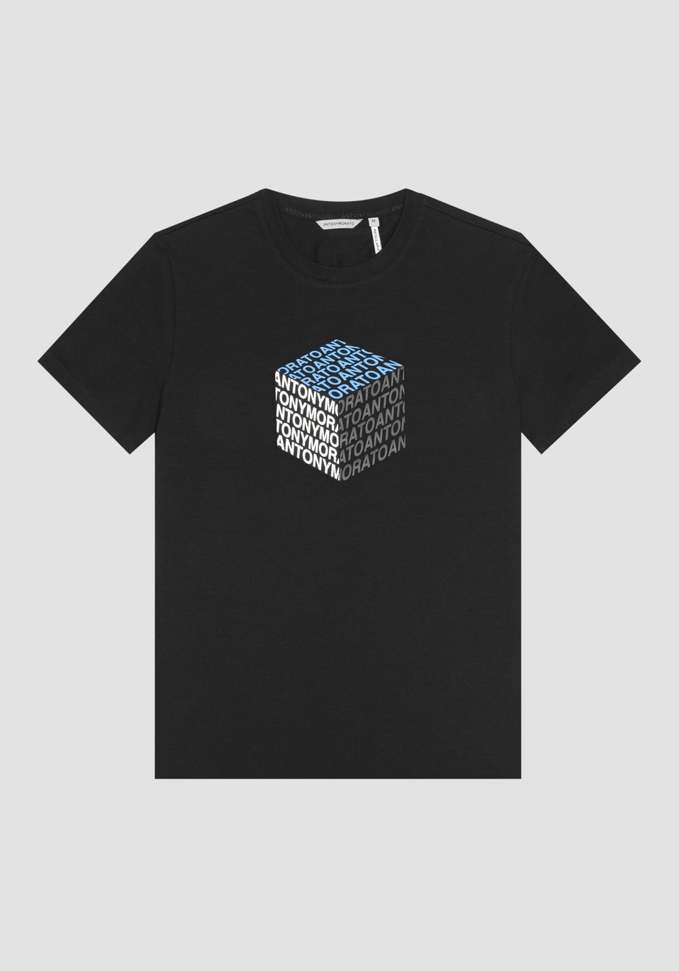 REGULAR FIT T-SHIRT IN COTTON WITH CUBE LOGO PRINT AND INJECTION MOLDED RUBBER PRINT - Antony Morato Online Shop