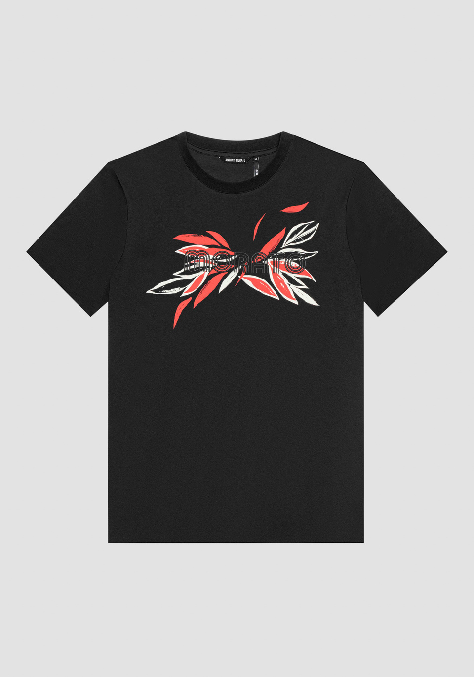 SLIM FIT COTTON T SHIRT WITH MATT PLASTIC AND RUBBERIZED INJECTION LOGO PRINTING Antony Morato
