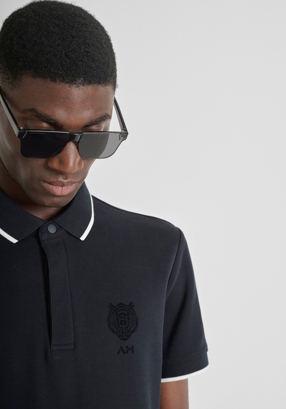 REGULAR FIT COTTON PIQUÉ POLO SHIRT WITH LOGO PRINT | Antony Morato