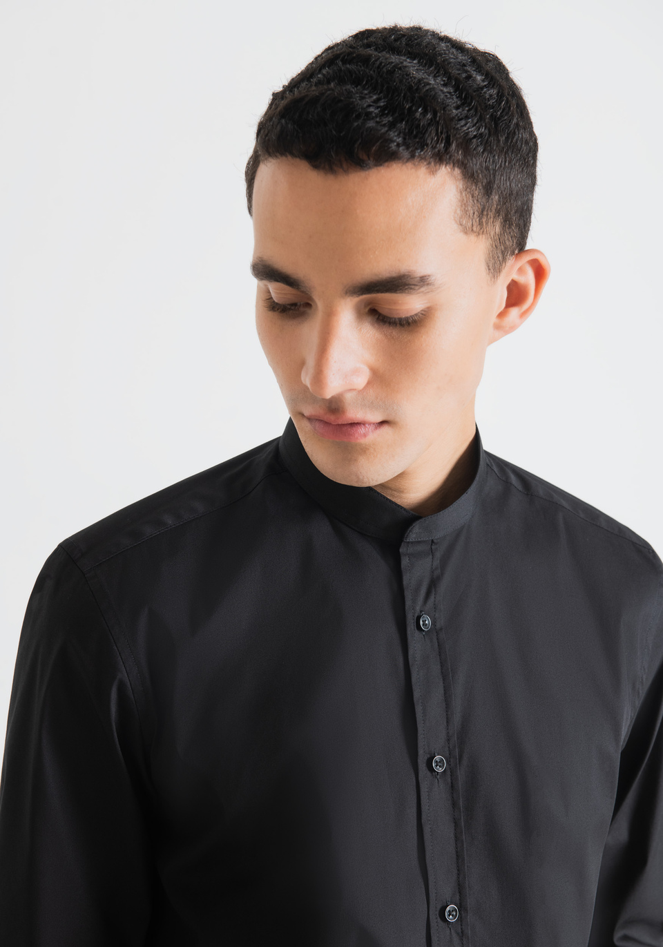 Camicia in cotone con collo alla coreana - Antony Morato Online Shop