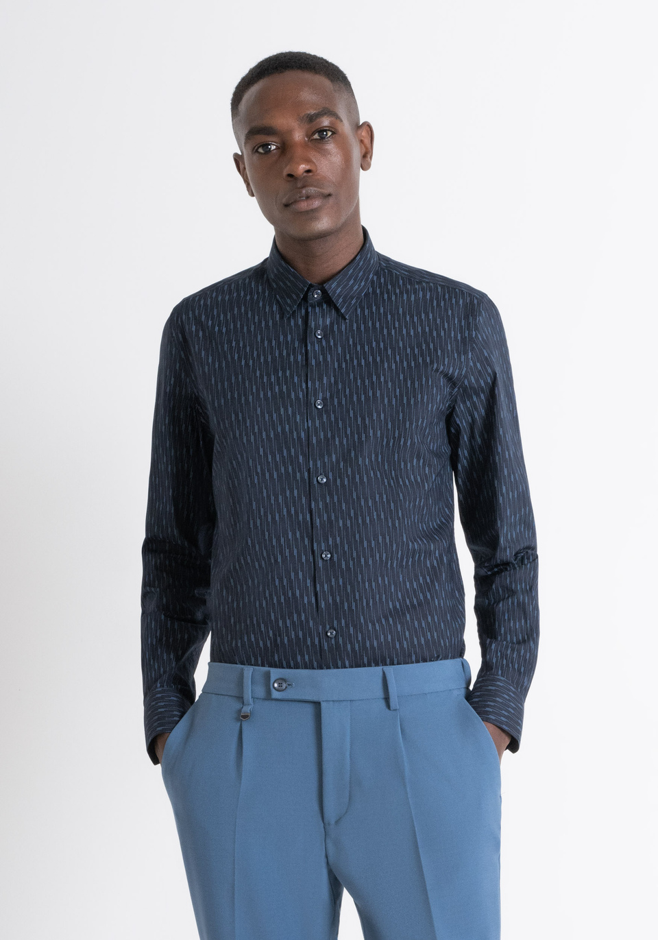 CAMICIA SLIM FIT “NAPOLI” IN COTONE CON FANTASIA ALL-OVER - Antony Morato Online Shop