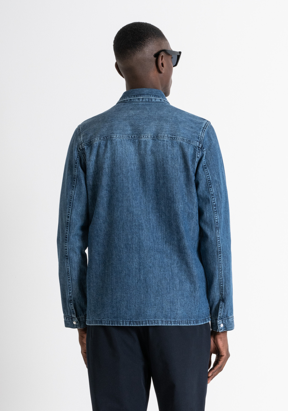 REGULAR FIT SHIRT IN BLU DENIM - Antony Morato Online Shop