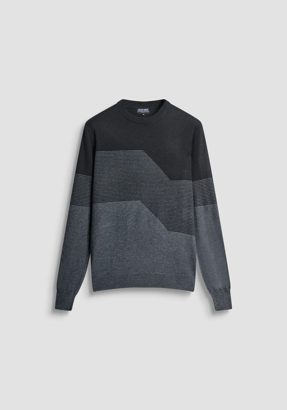 REGULAR FIT SWEATER IN MERINO WOOL BLEND WITH GEOMETRIC PATTERN - Antony Morato Online Shop