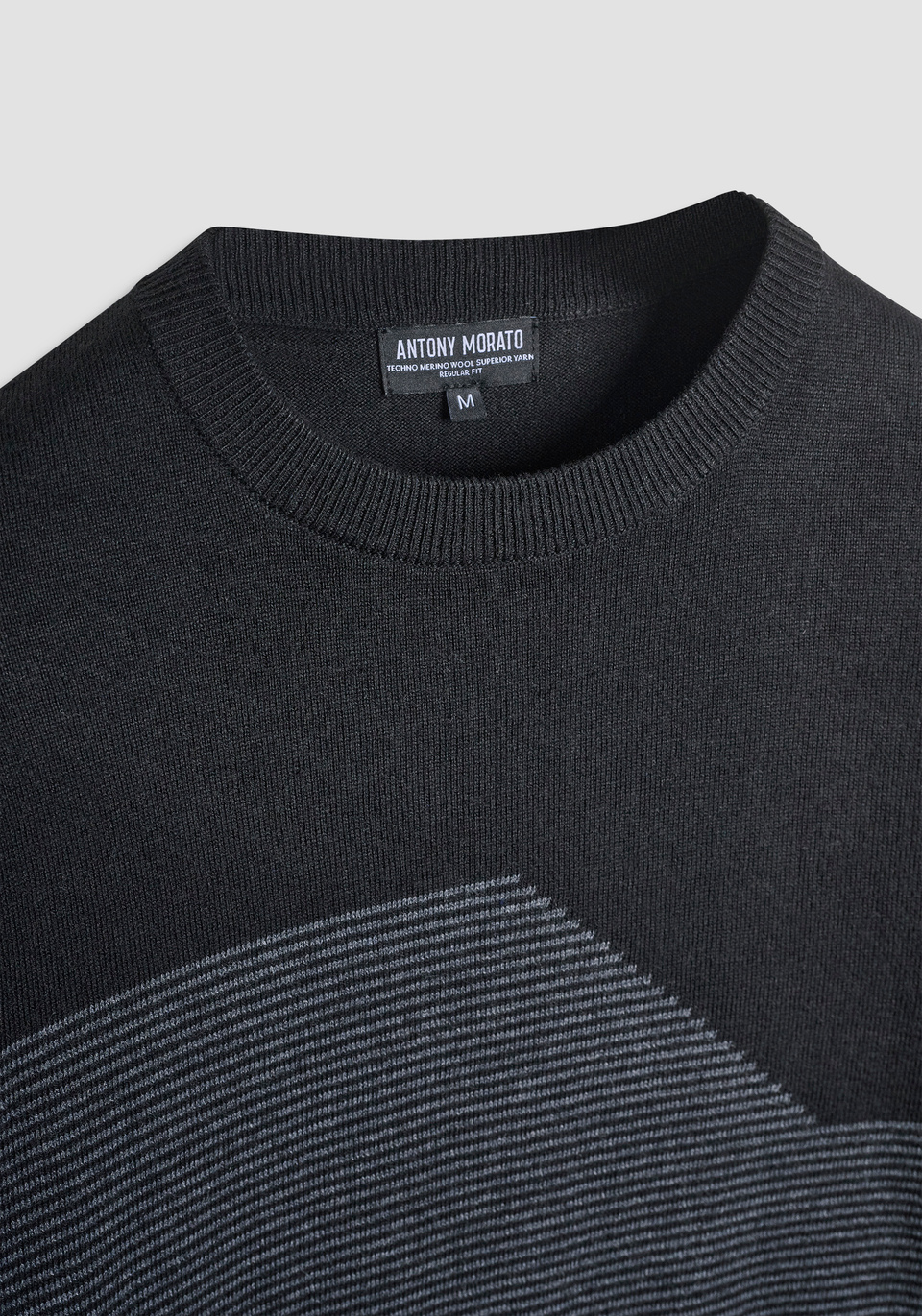 REGULAR FIT SWEATER IN MERINO WOOL BLEND WITH GEOMETRIC PATTERN - Antony Morato Online Shop