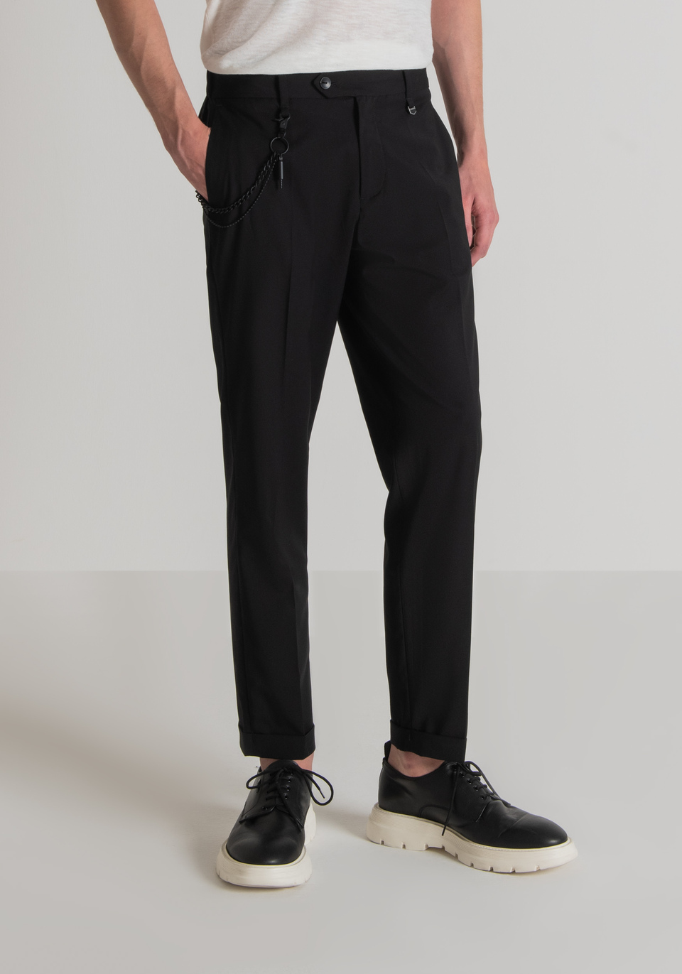 Styli Trousers and Pants  Buy Styli Black Tweed Slim Fit Ankle Length  Trouser With Frayed Edge Online  Nykaa Fashion