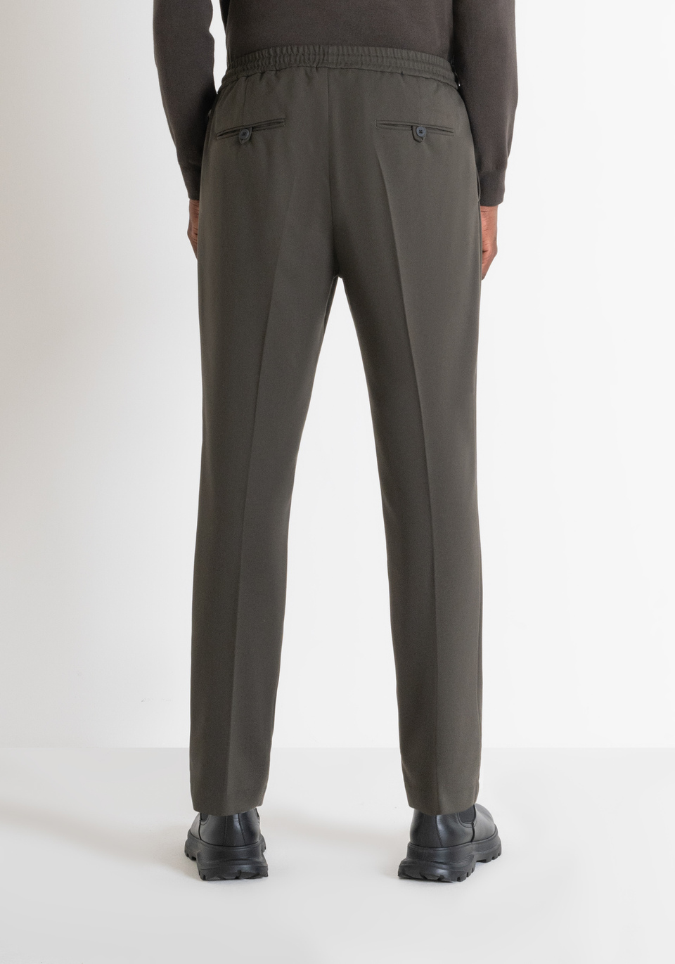 REGULAR FIT "NEIL" TROUSERS IN GREEN VISCOSE BLEND - Antony Morato Online Shop