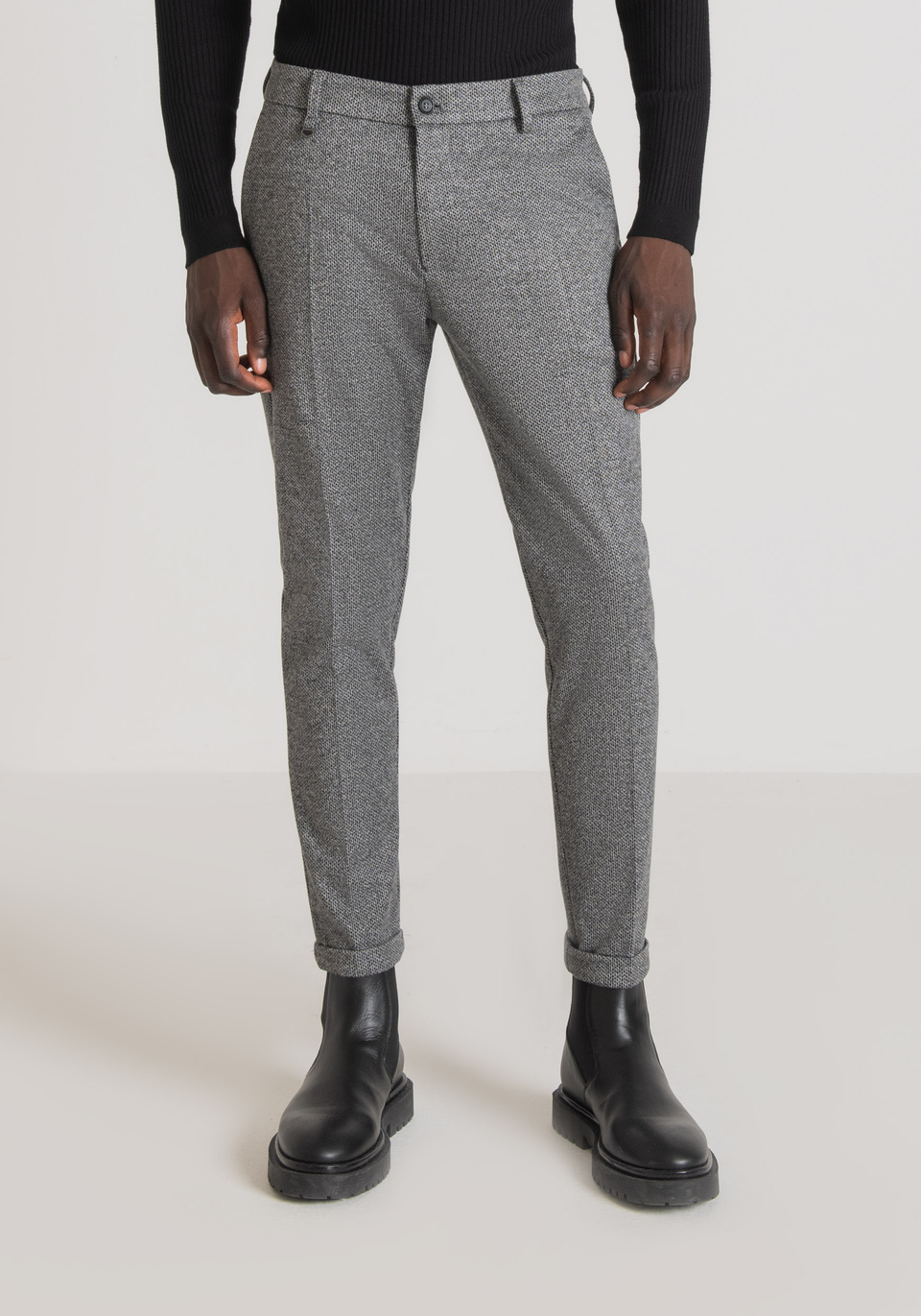"ASHE" SUPER SKINNY FIT TROUSERS IN ELASTIC VISCOSE BLEND FABRIC - Antony Morato Online Shop