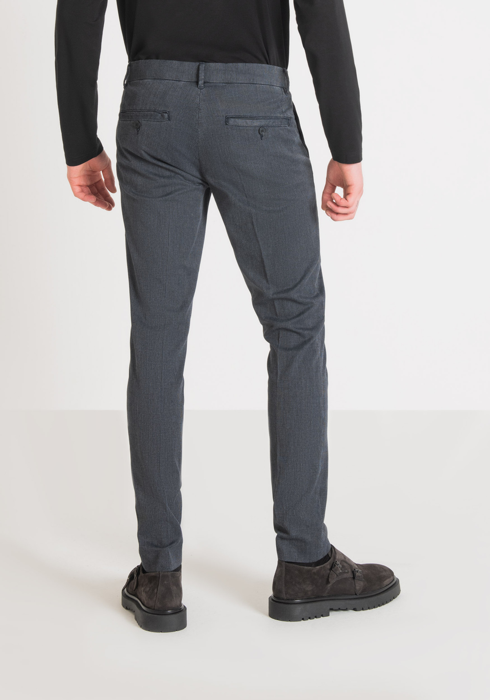BRYAN SKINNY FIT TROUSERS IN MICRO-WOVEN STRETCH COTTON