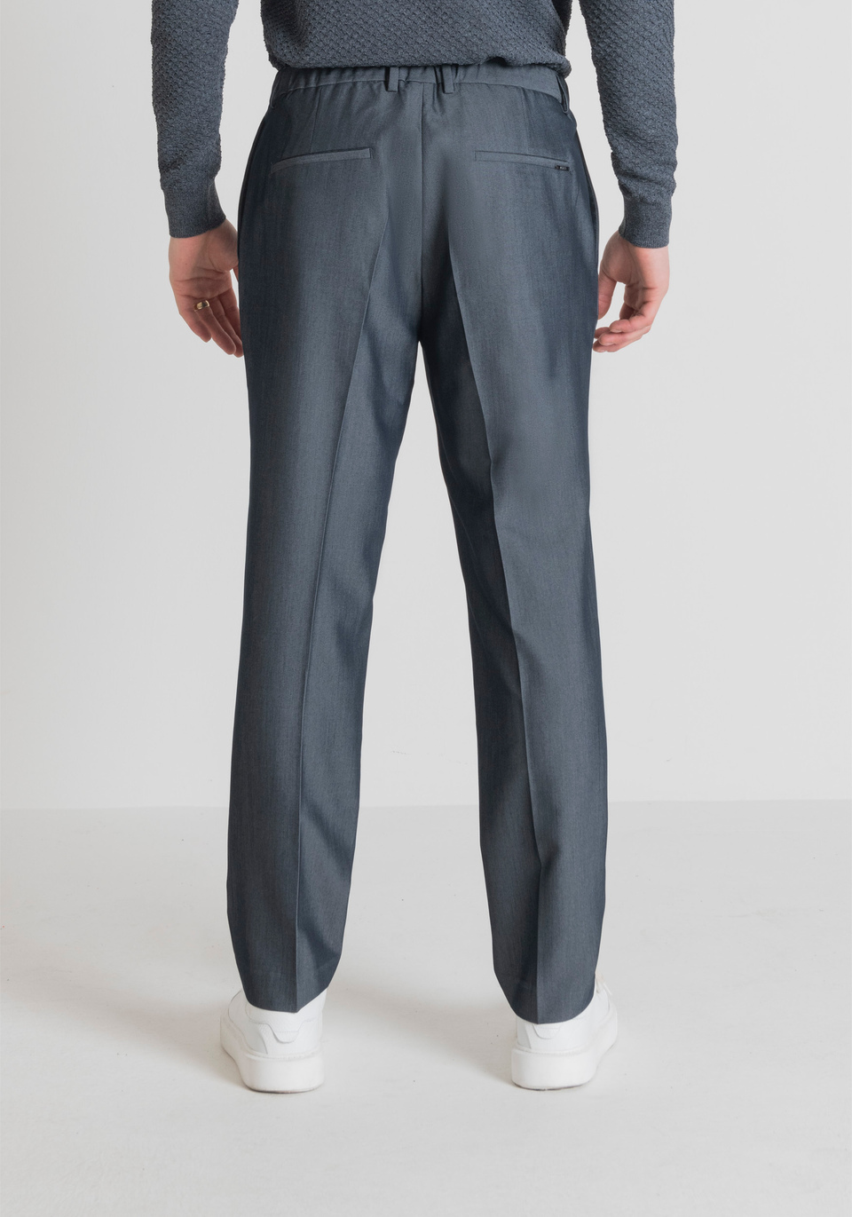 "EVAN" RELAXED-FIT TROUSERS IN STRETCH DENIM-EFFECT FABRIC - Antony Morato Online Shop
