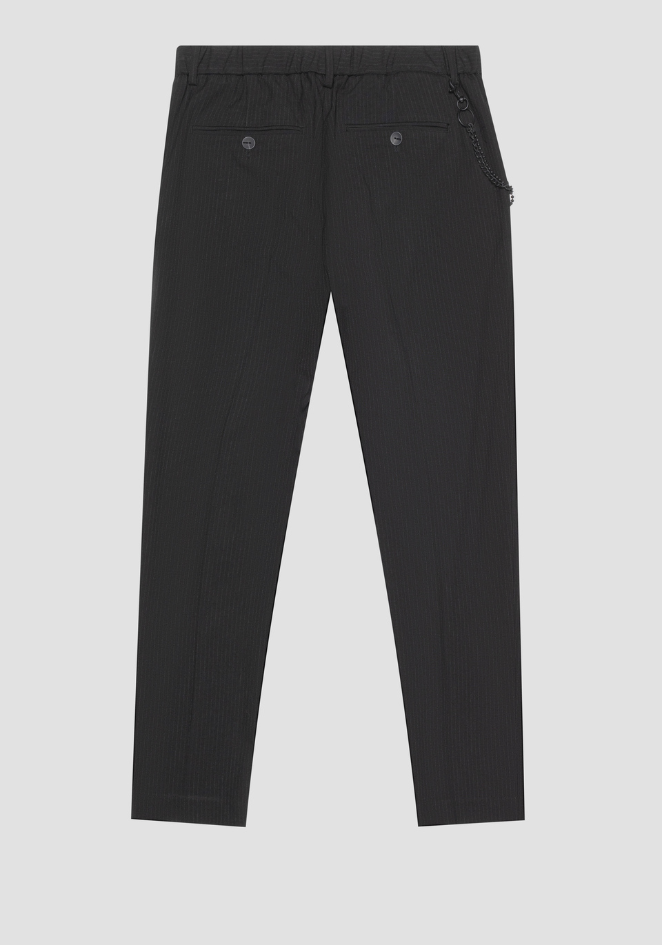 "RAD" SLIM FIT ANKLE-LENGTH TROUSERS IN STRETCH VISCOSE BLEND FABRIC WITH PINSTRIPE PATTERN - Antony Morato Online Shop