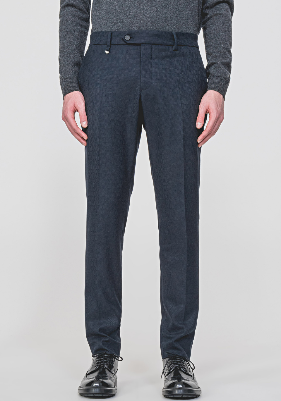 SKINNY-FIT “BRYAN” TROUSERS IN A STRETCH FABRIC WITH DIAMOND PATTERNING - Antony Morato Online Shop