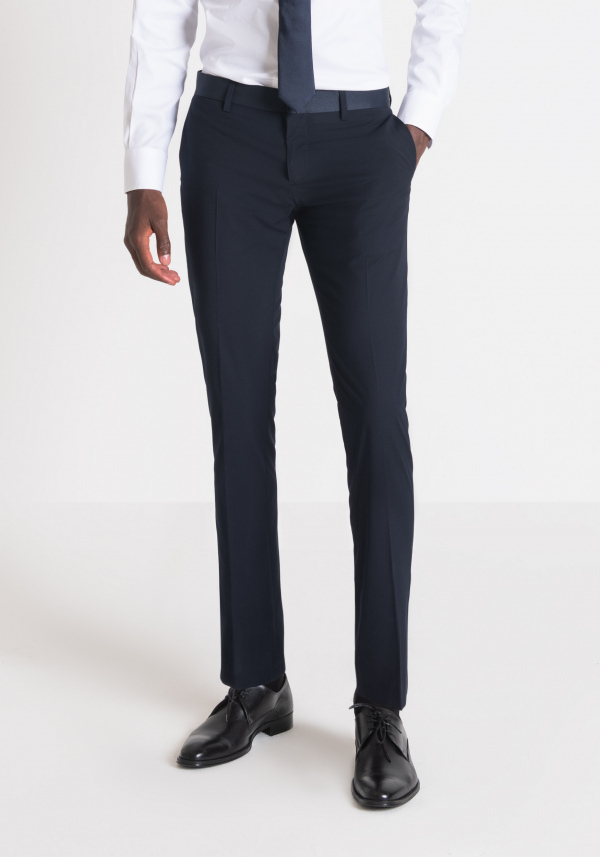 SLIM-FIT “BLANCHE” TROUSERS WITH A WOVEN SATIN WAISTBAND - Antony Morato Online Shop