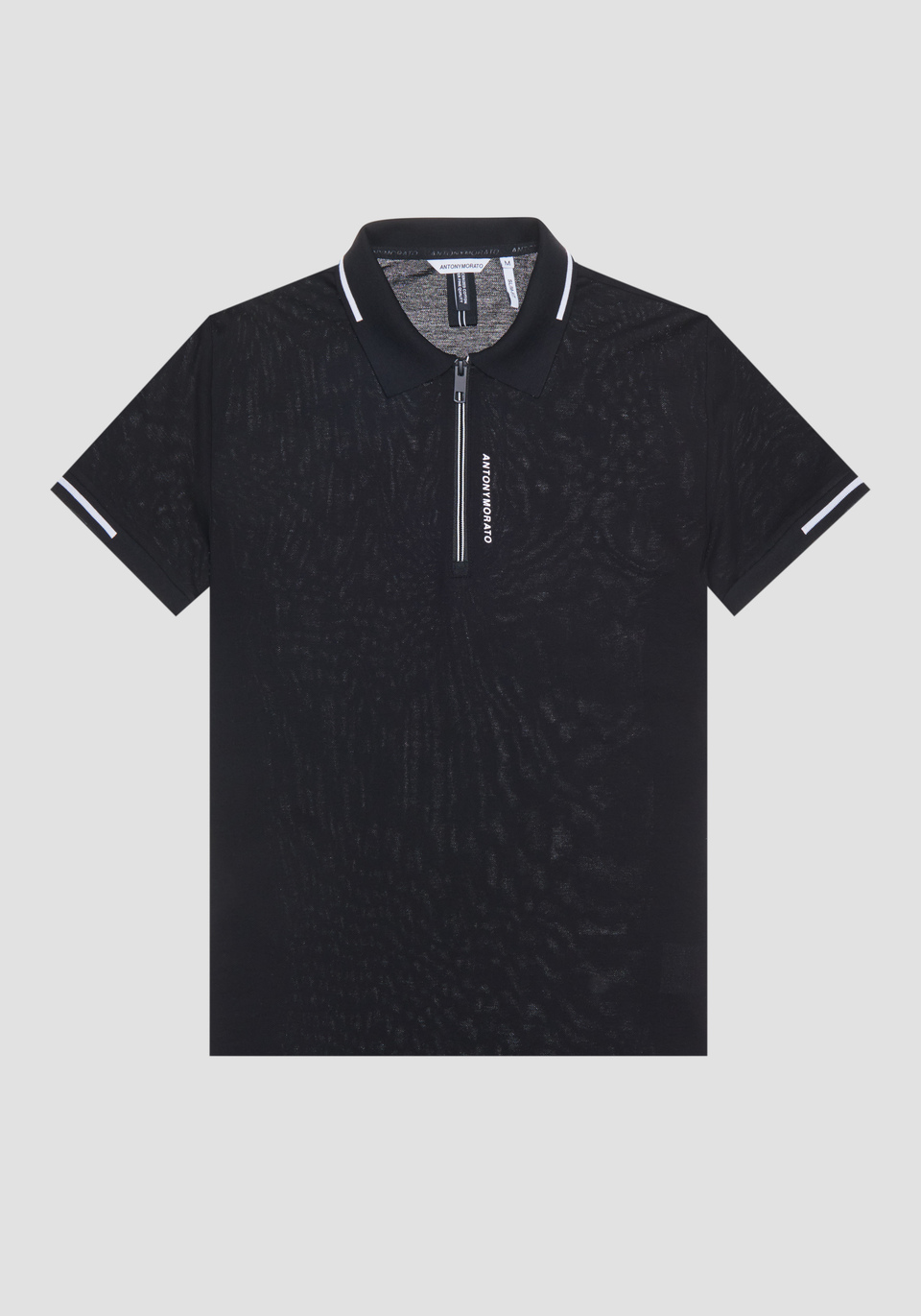 POLOSHIRT SLIM FIT AUS BAUMWOLLPIKEE MIT REISSVERSCHLUSS UND GEDRUCKTEM LOGO - Antony Morato Online Shop