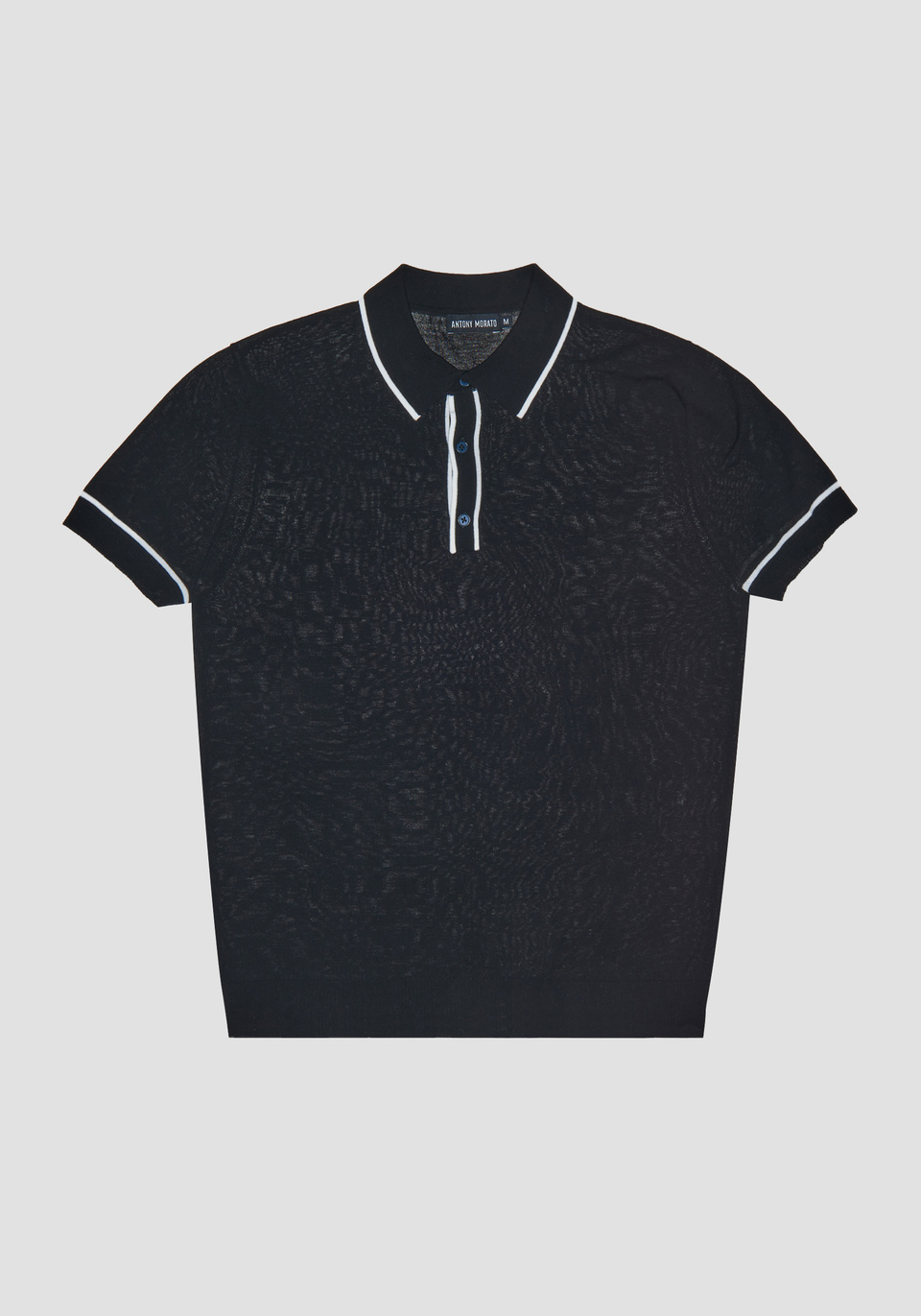 SLIM-FIT PURE COTTON POLO SHIRT WITH CONTRASTING JACQUARD BANDS - Antony Morato Online Shop