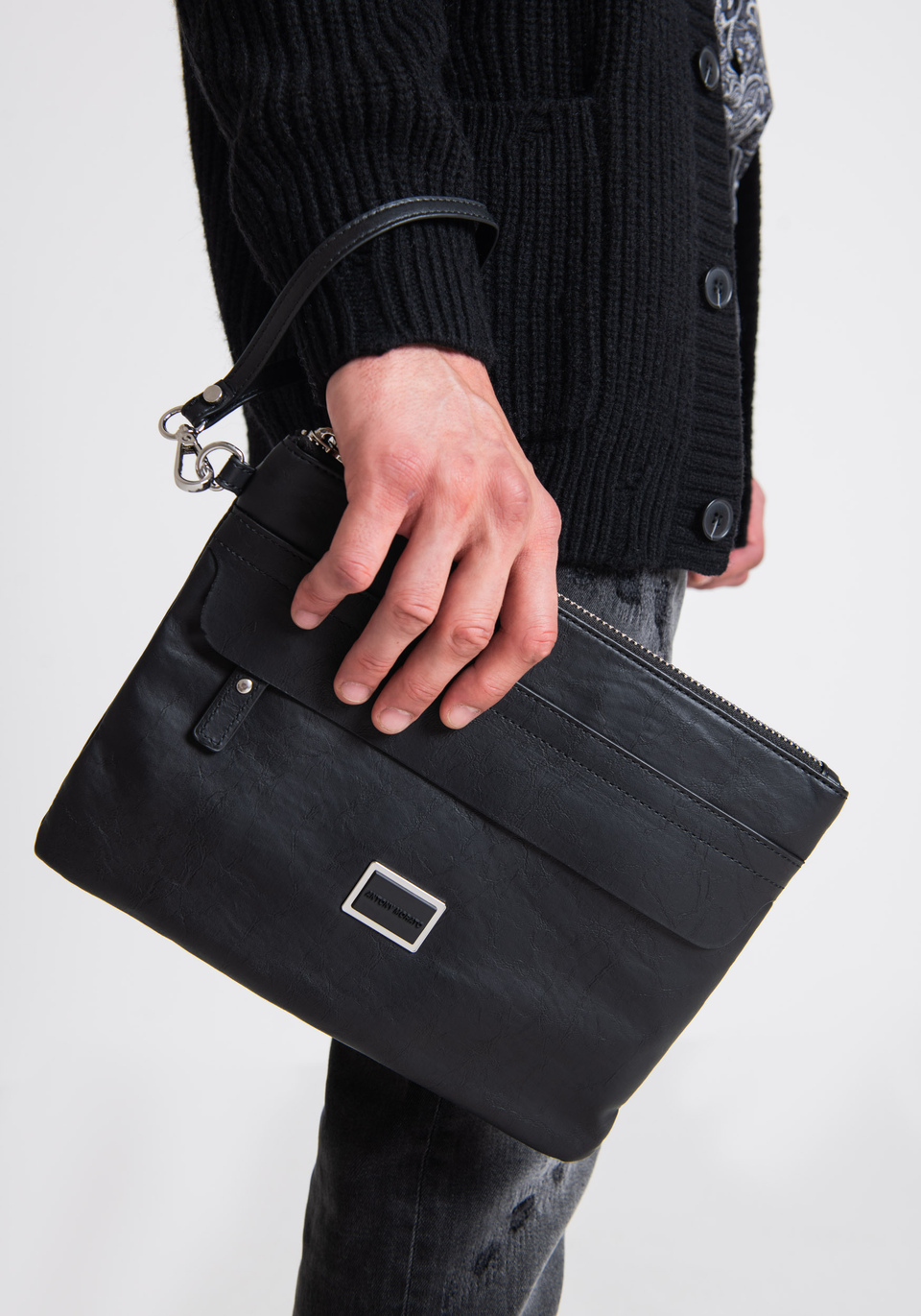 FAUX-LEATHER POUCH WITH POCKETS AND ZIPS - Antony Morato Online Shop